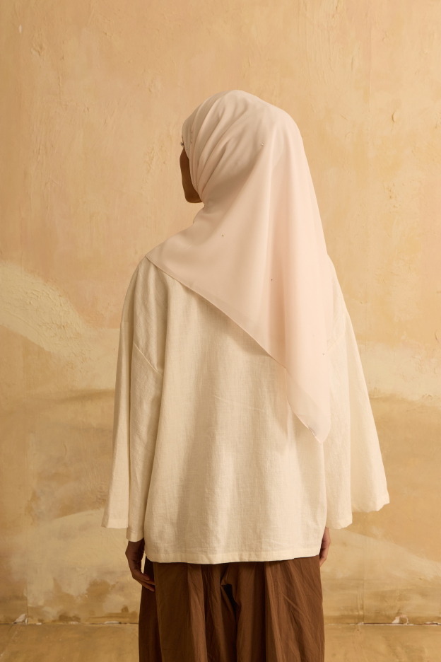 Mimpikita X Elfira Loy Alena Cream Rhinestone Square Chiffon Scarf