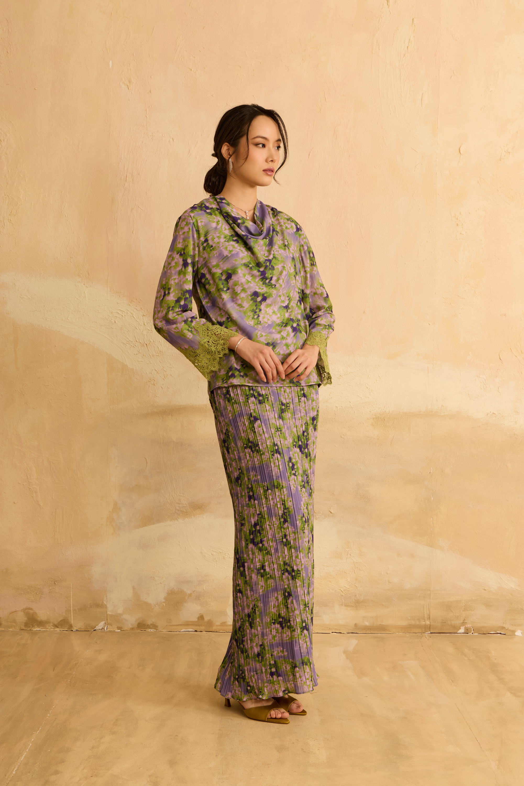 Juwita Purple Draped Pleated Kurung