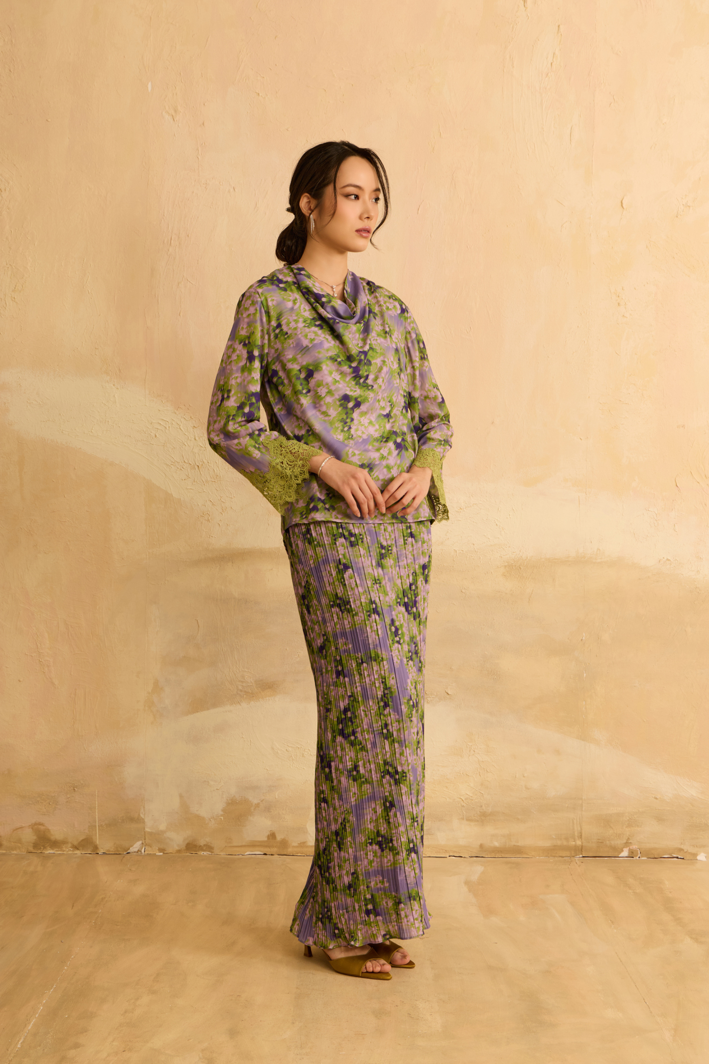 Juwita Purple Draped Pleated Kurung