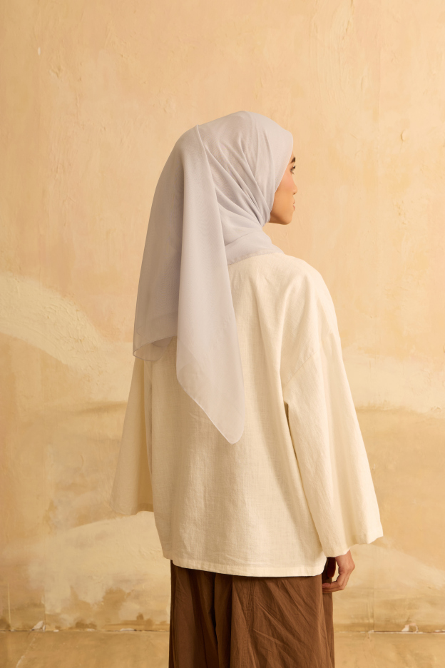 Mimpikita X Elfira Loy Enya Grey Embroidered Square Voile Scarf