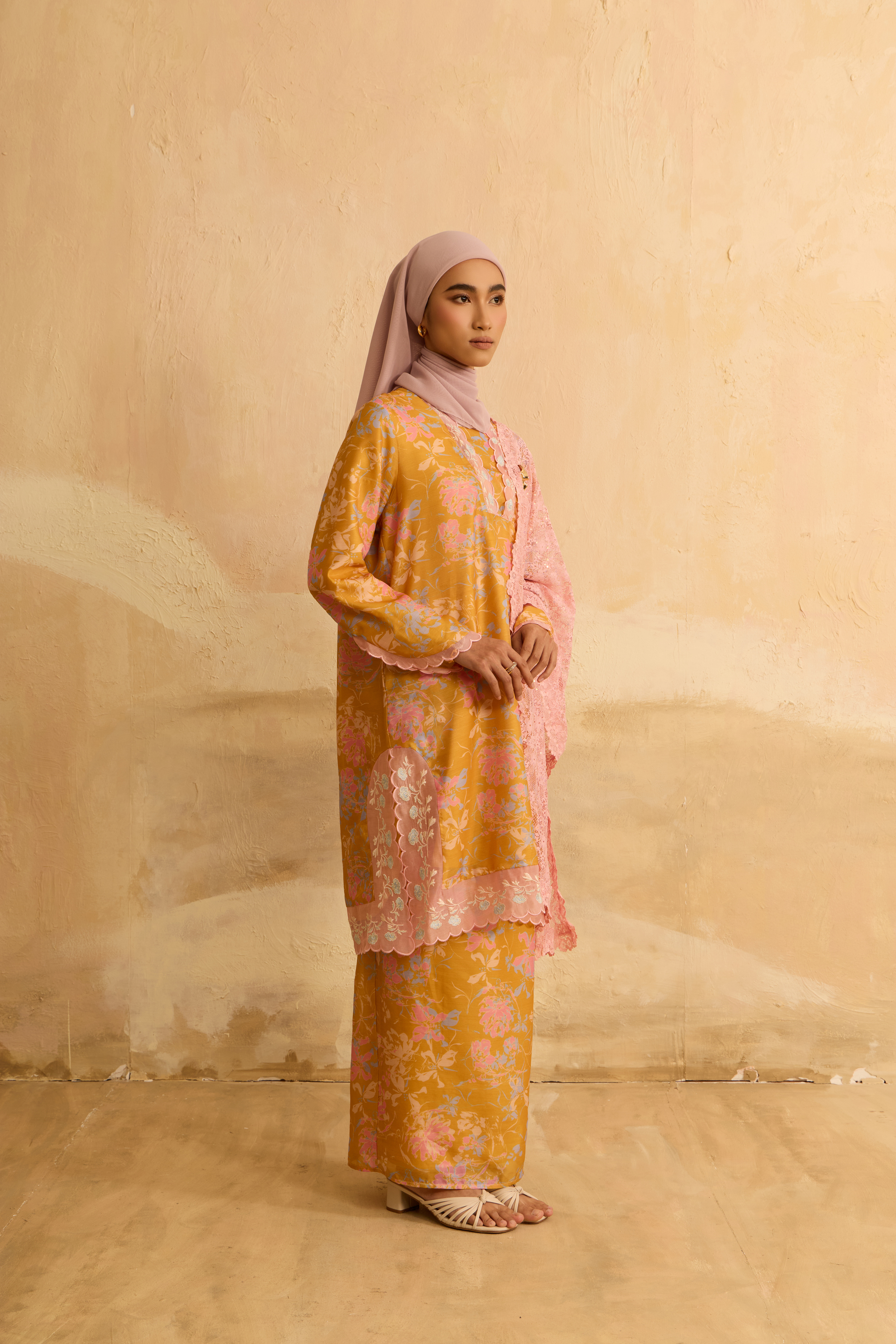 Mentari Yellow Printed Kurung Set