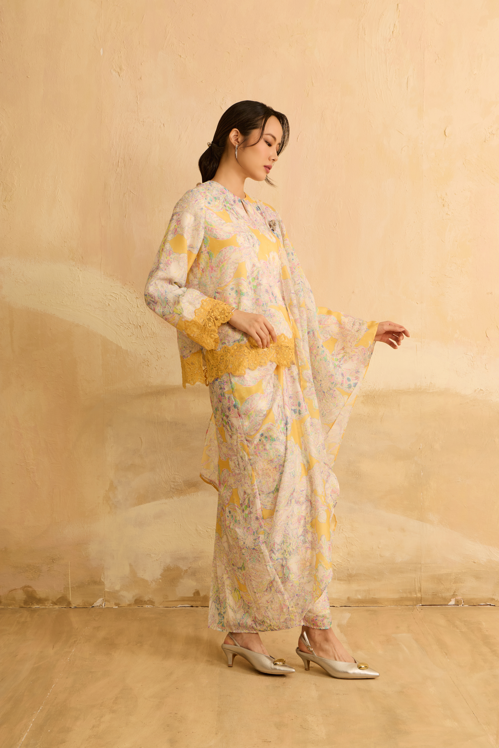 Ruby Yellow Kedah Modern Kurung Set