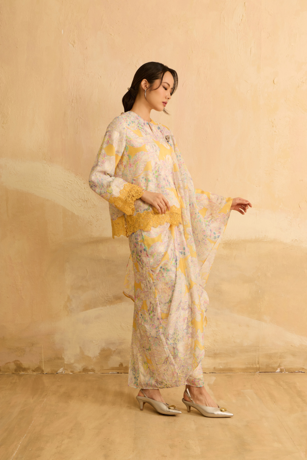 Ruby Yellow Kedah Modern Kurung Set