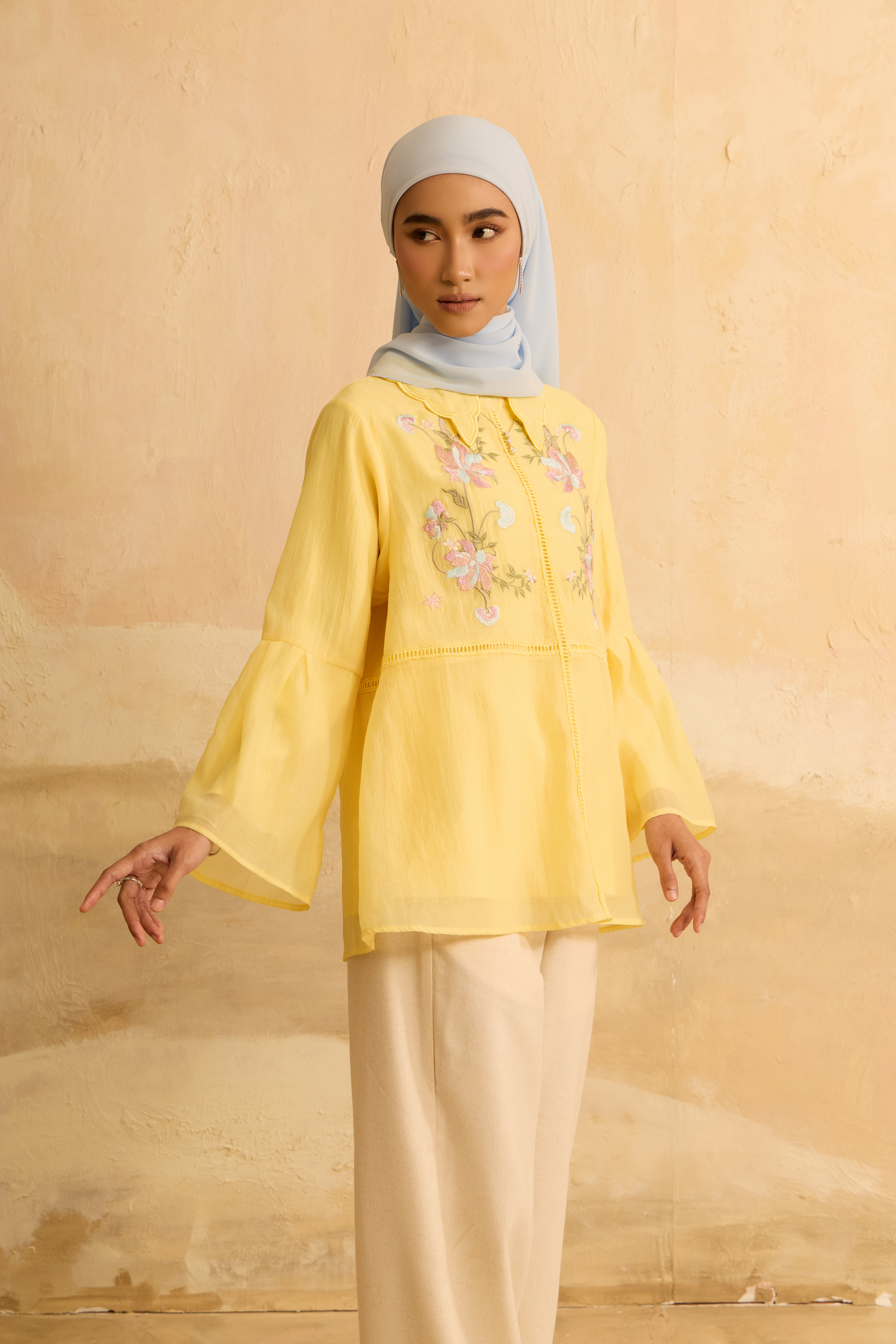 Nirmala Butter Yellow Embroidery Top