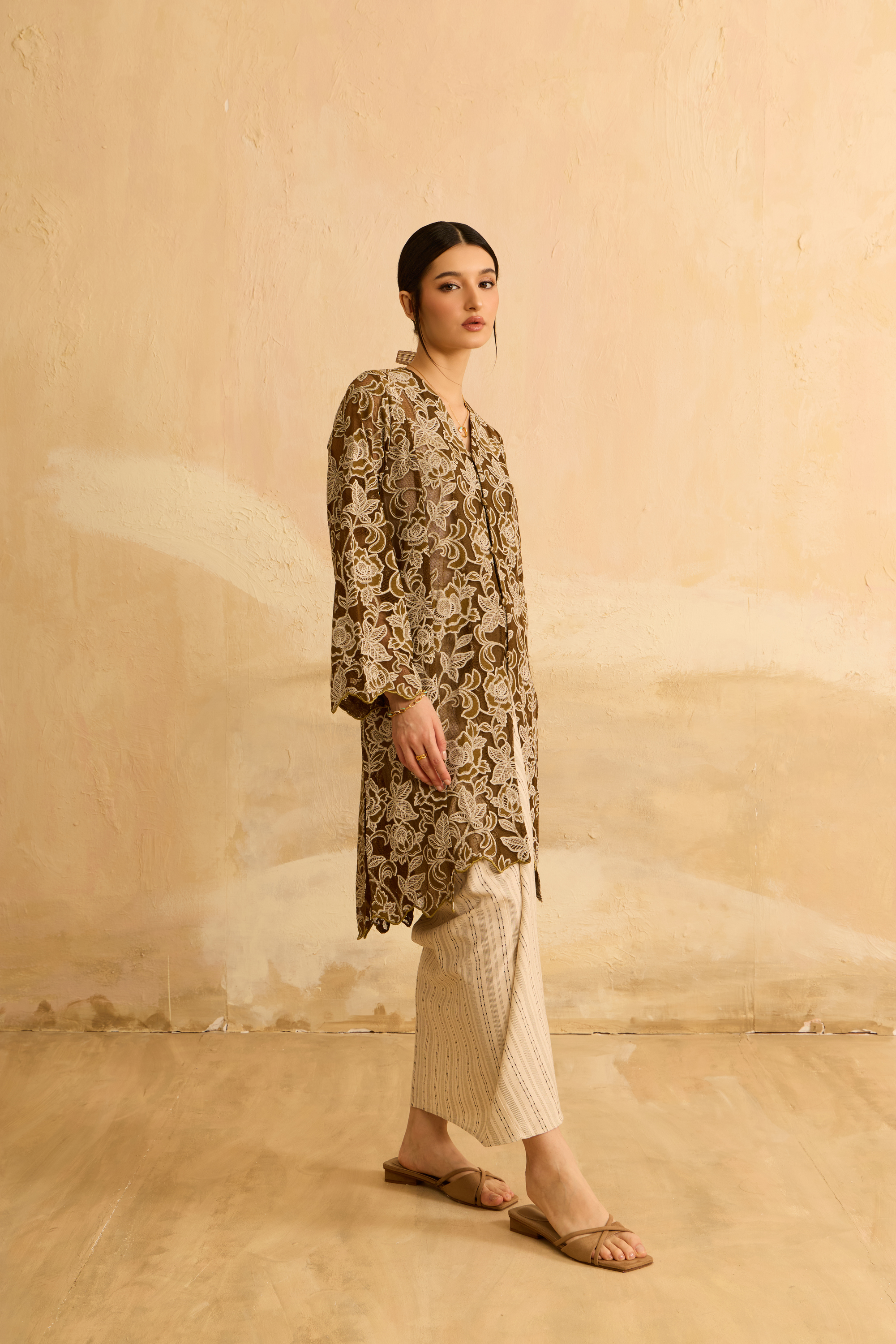 Suri Olive Green Floral Lace Kebaya