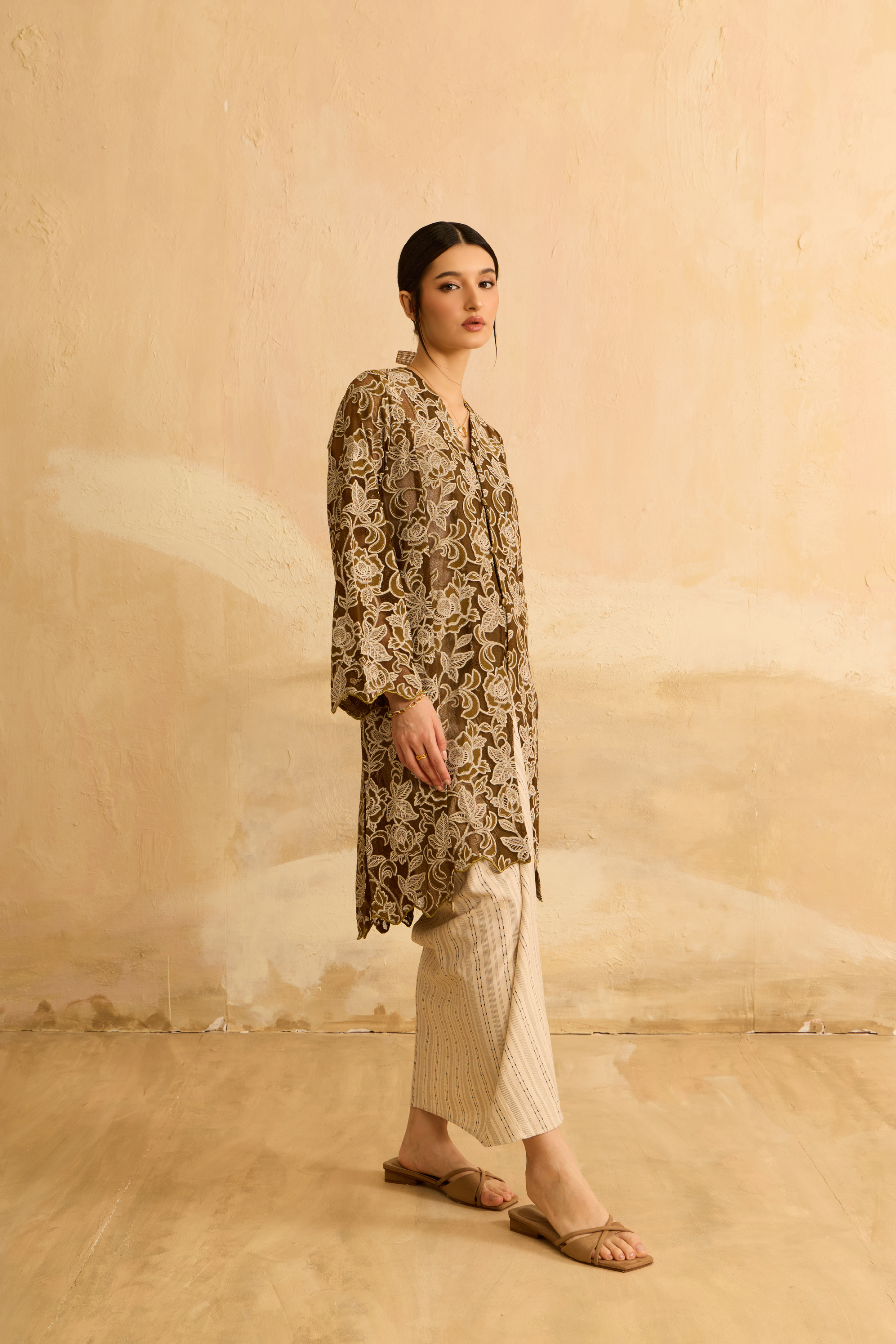 Suri Olive Green Floral Lace Kebaya