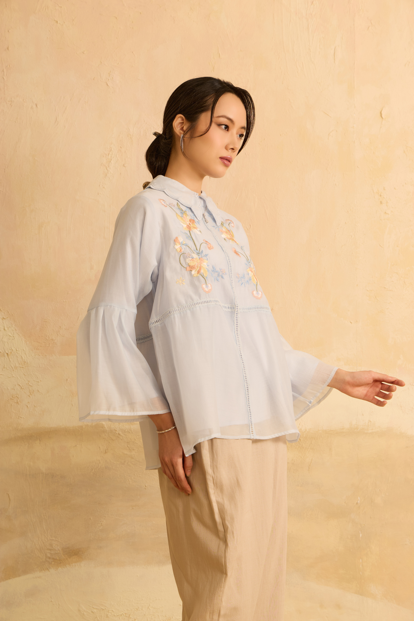 Nirmala Light Blue Embroidery Top