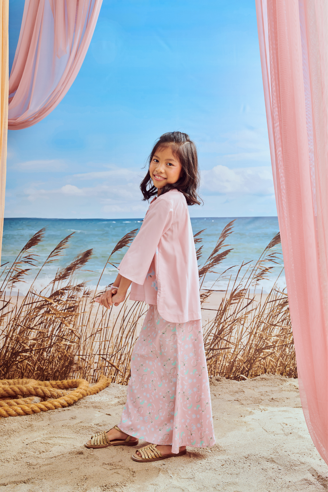Mini Hanna Soft Pink Kurung