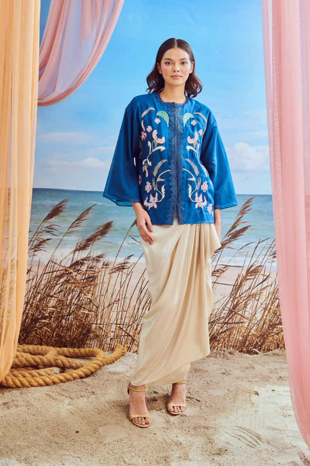 Hanna Navy Boxy Kurung