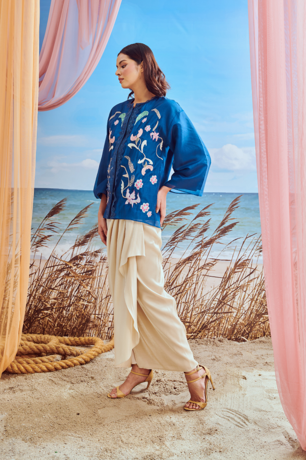 Hanna Navy Boxy Kurung
