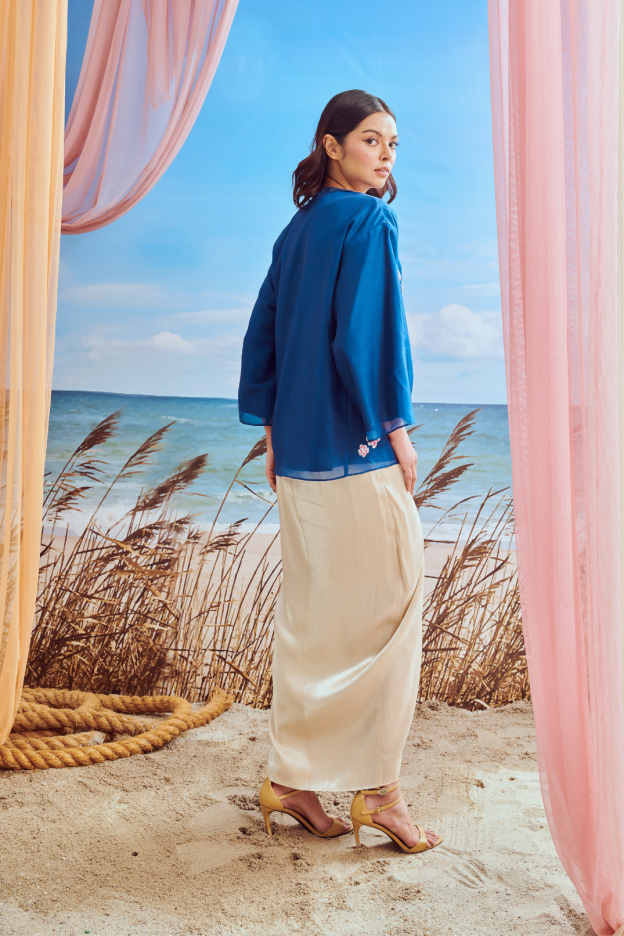 Hanna Navy Boxy Kurung