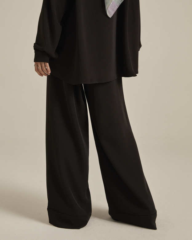 Nadya Black Monogram Loose Pants