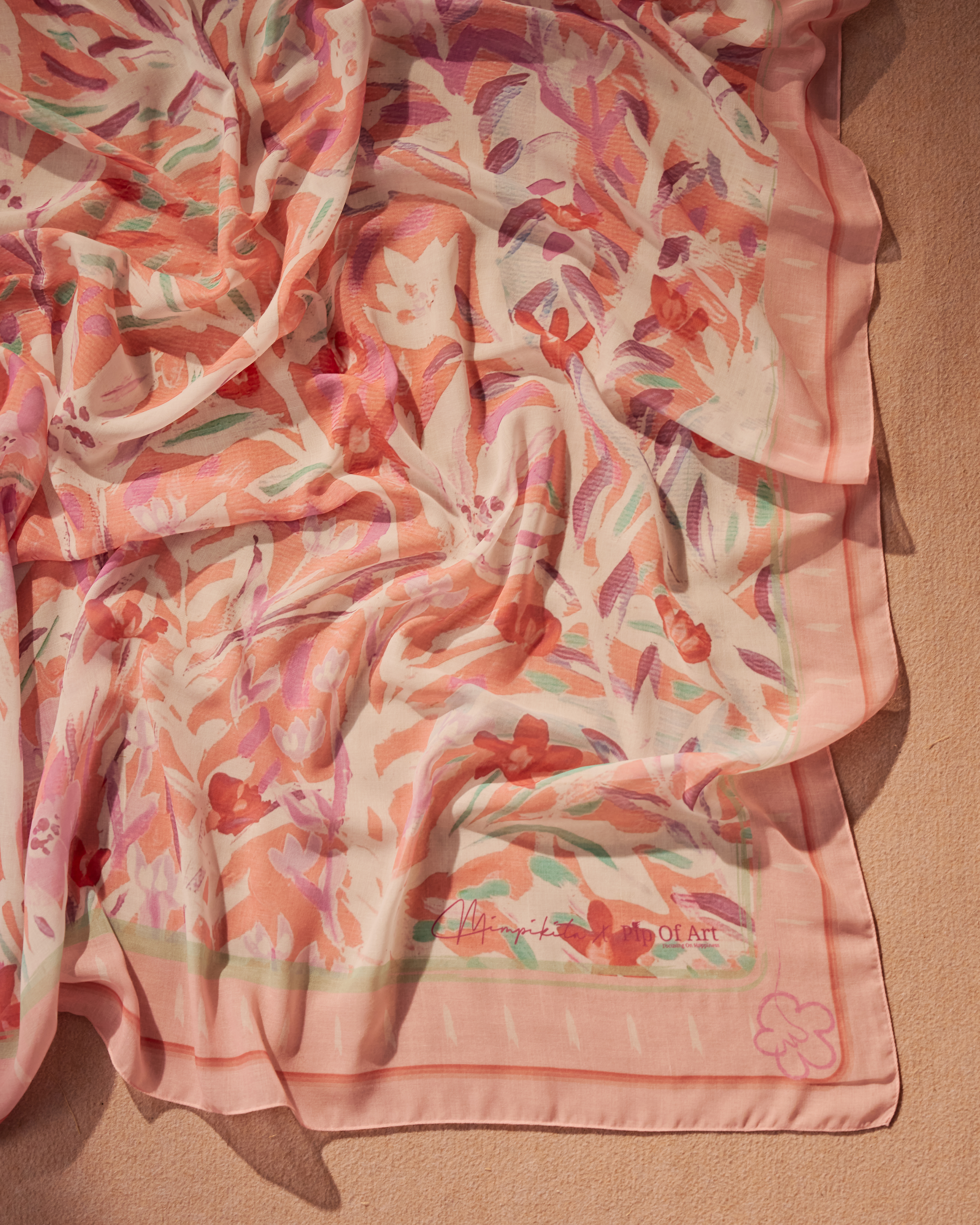 Mimpikita x Pip Of Art "She Blooms" Square Voile Scarf