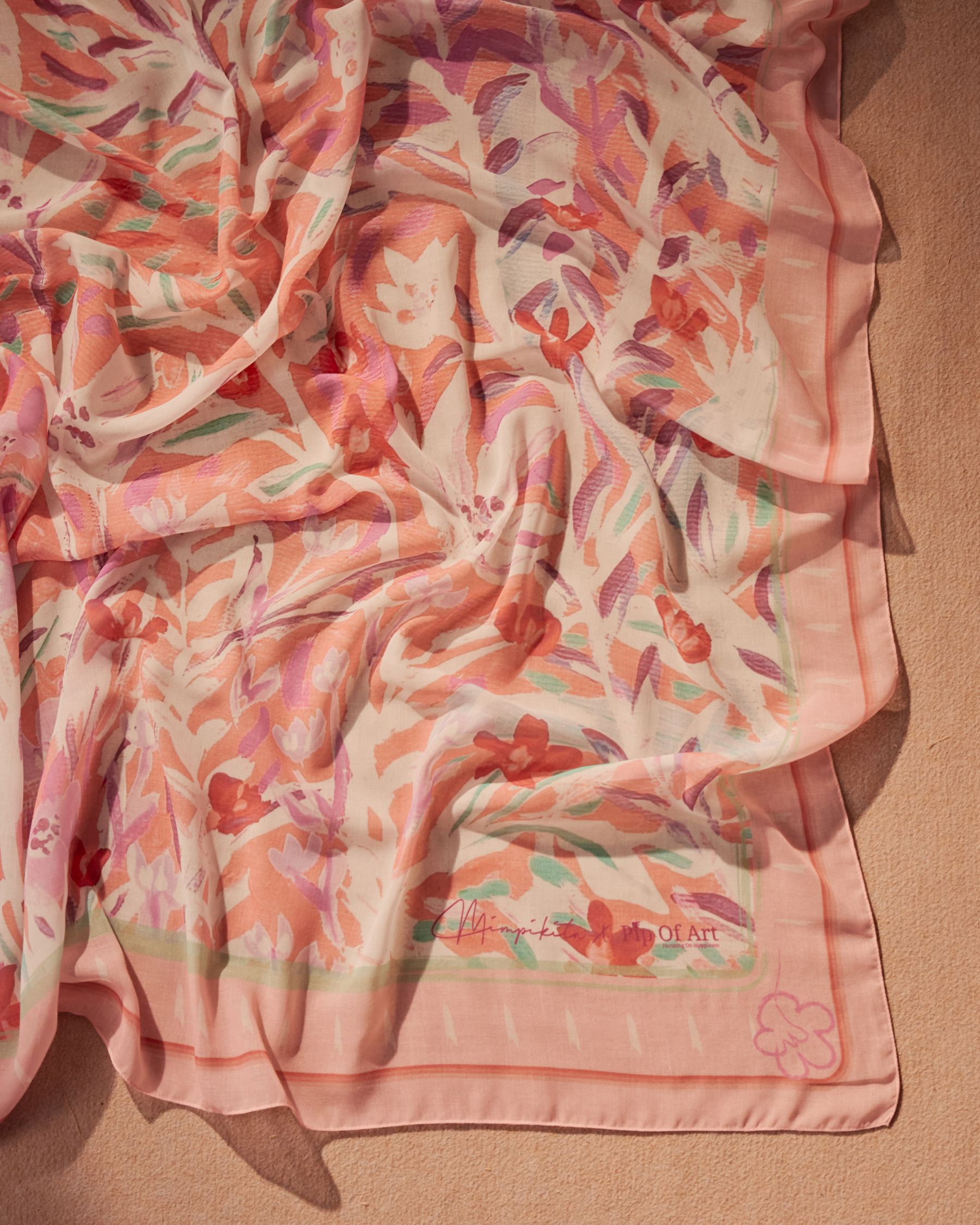 Mimpikita x Pip Of Art "She Blooms" Square Voile Scarf