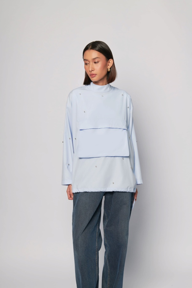 Gemma Baby Blue Pocket Boxy Top