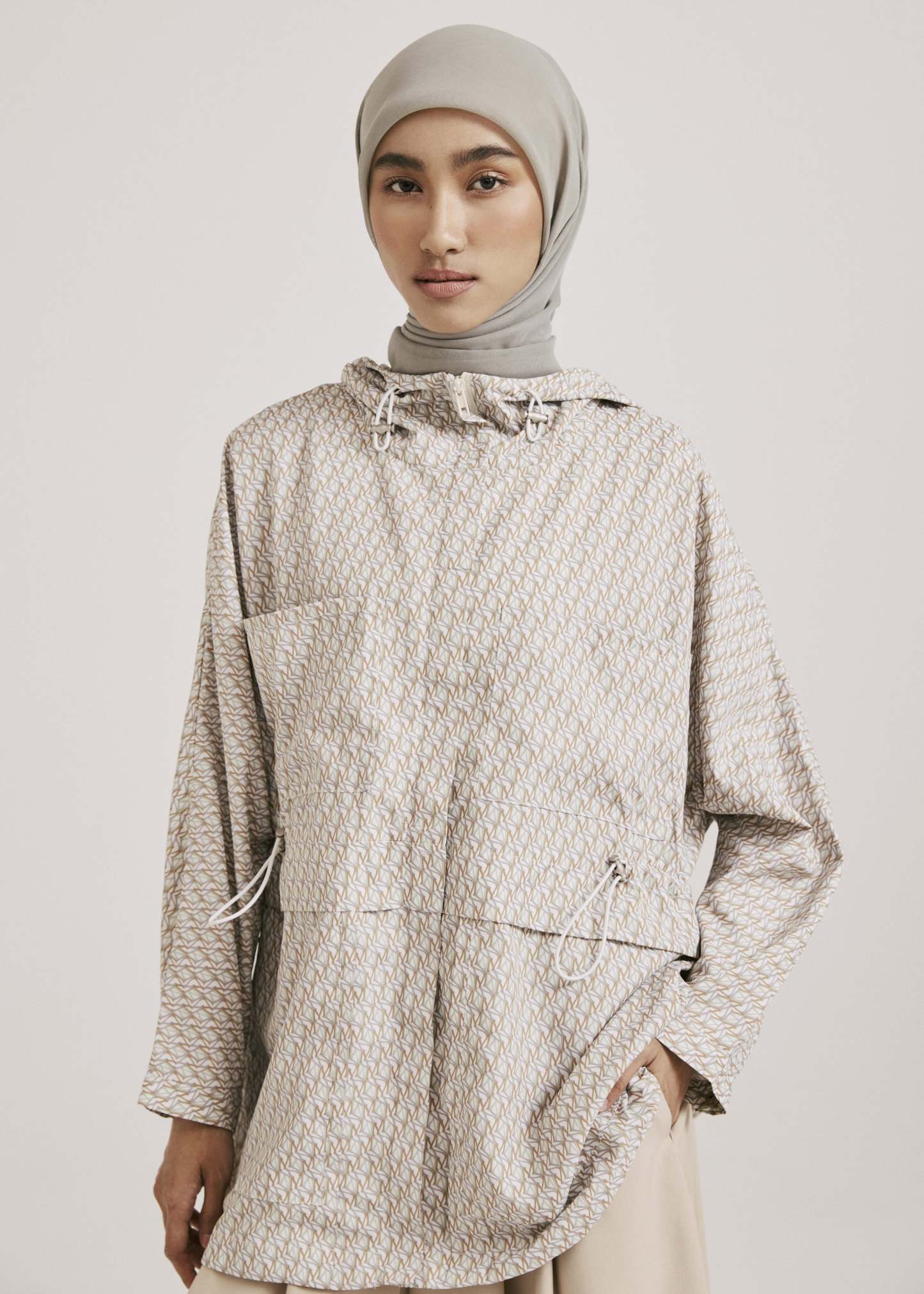 Mimpikita x Wardah Earthy Brown Printed Parka Jacket