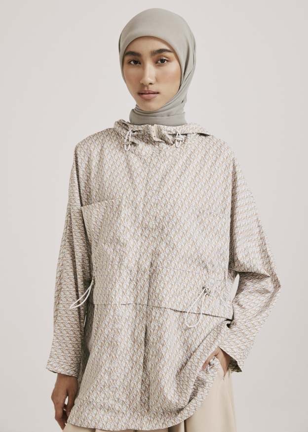 Mimpikita x Wardah Earthy Brown Printed Parka Jacket