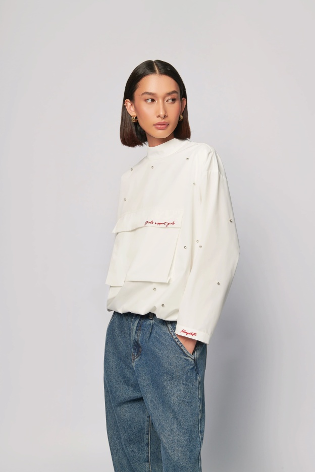 Gemma Off-White Pocket Boxy Top