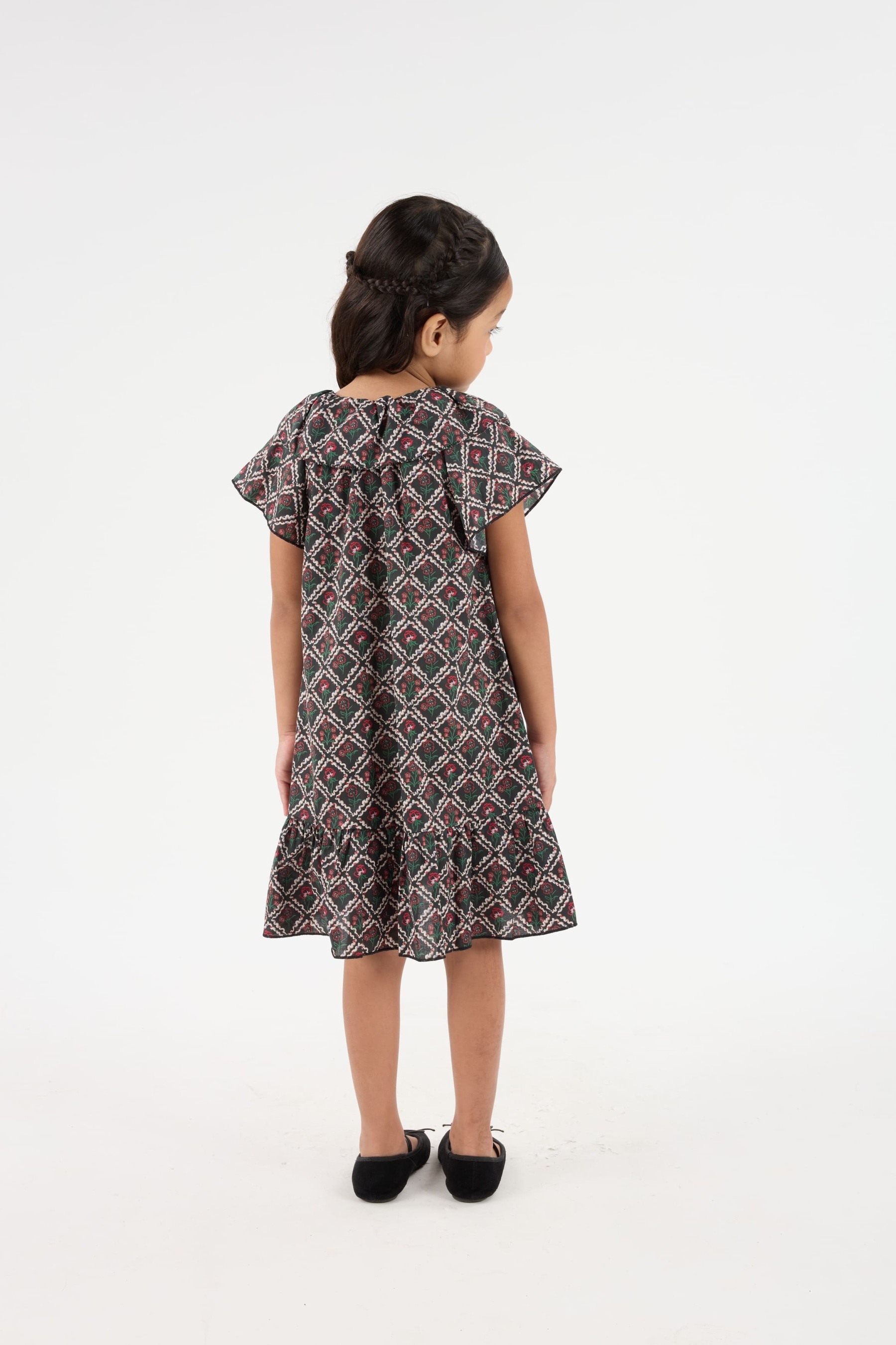 Memoria Black Mini Flounce Dress - Girls