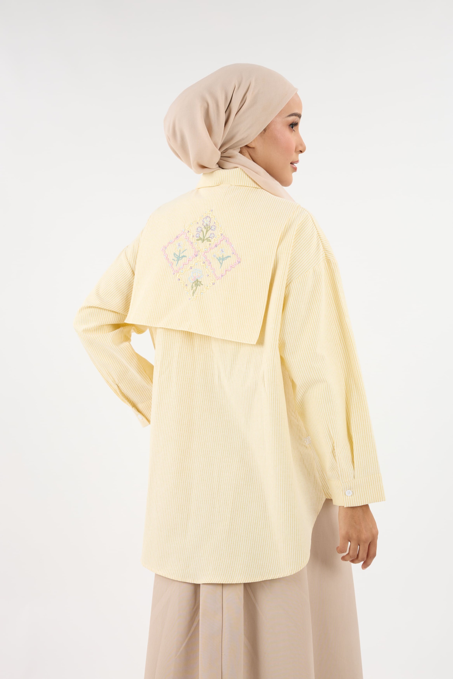 Harmoni Butter Yellow Striped Linen Shirt