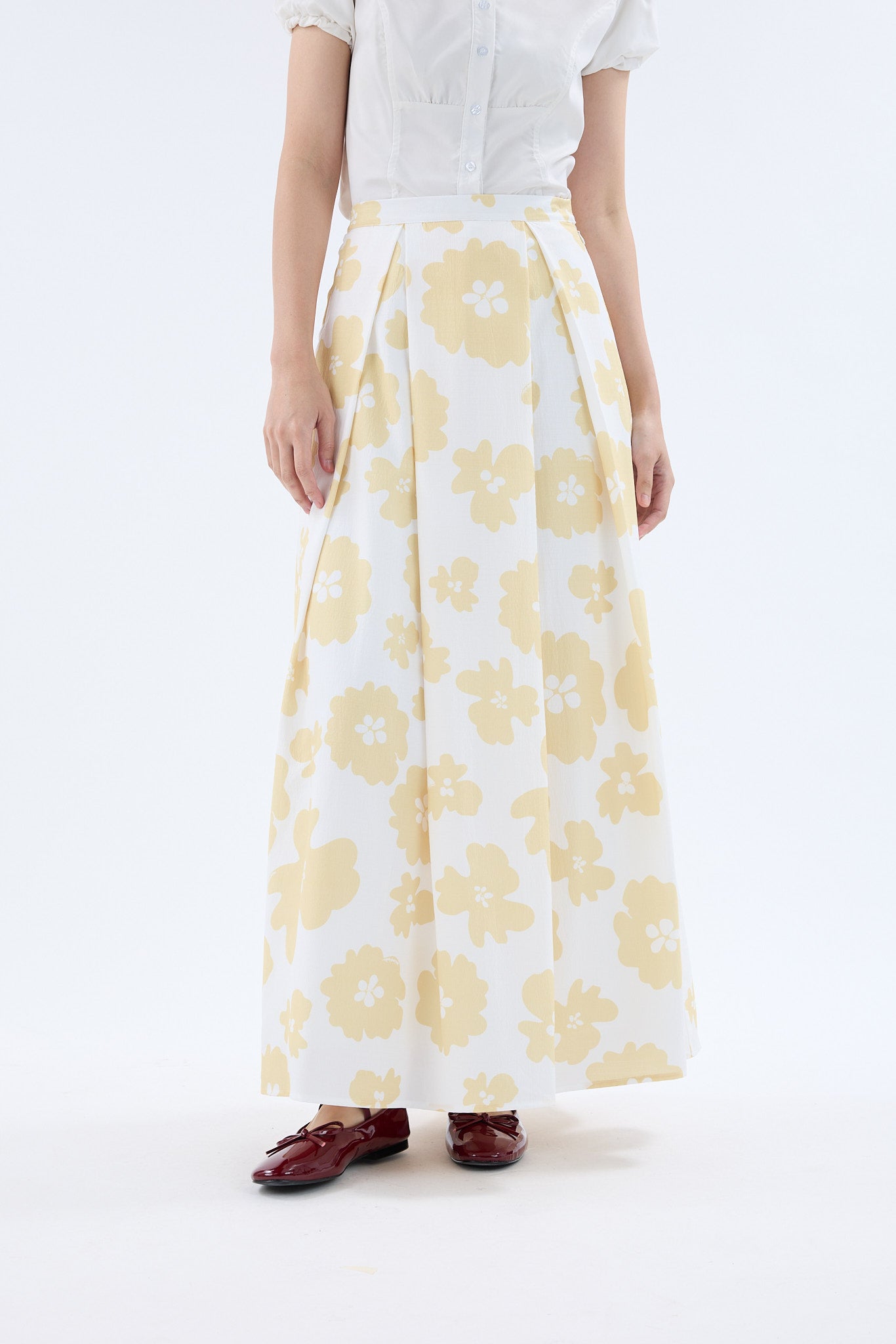 Fiora White Printed Flare Skirt