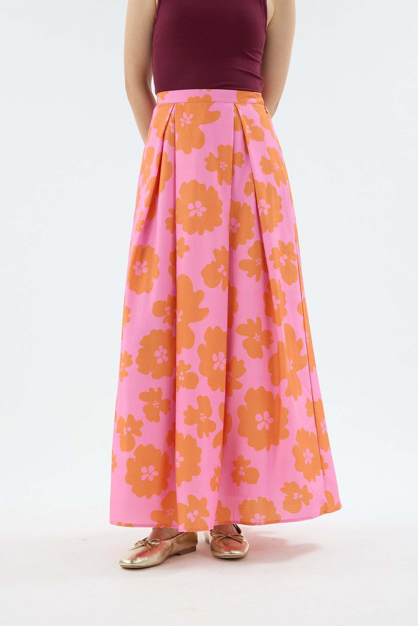 Fiora Fuchsia Printed Flare Skirt