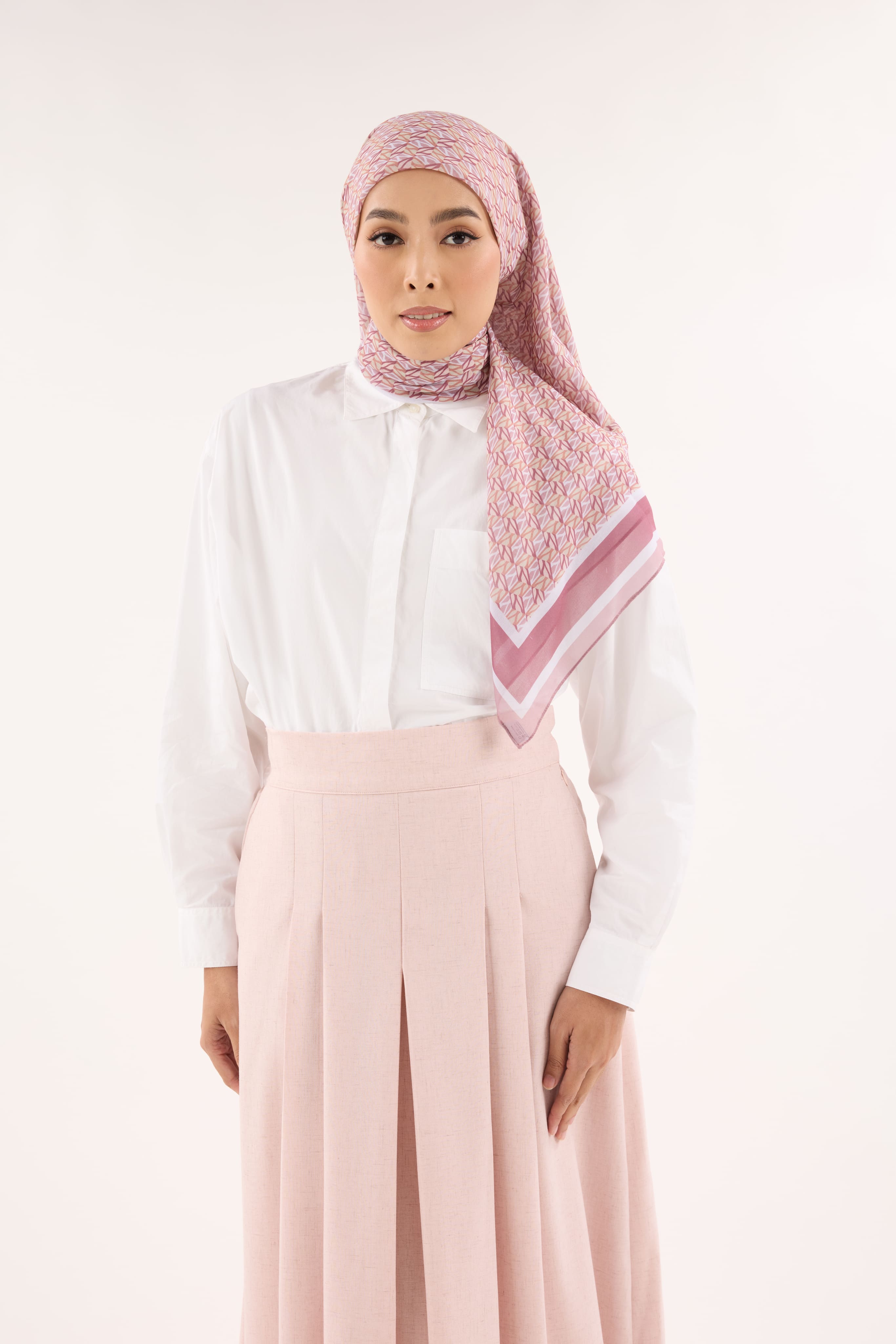 Arica Deep Blush Emblem Square Scarf