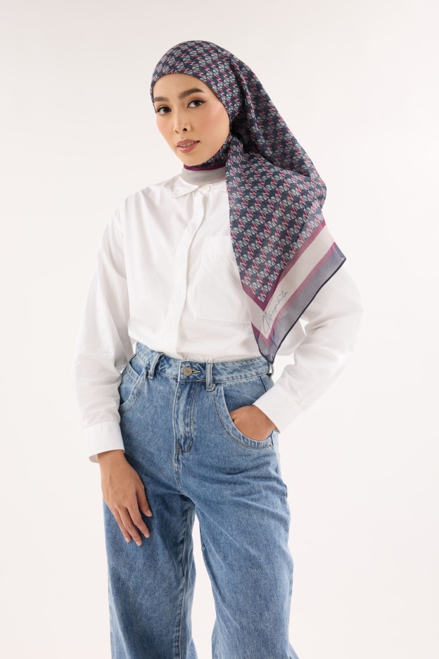 Arica Ash-Burgundy Emblem Square Scarf