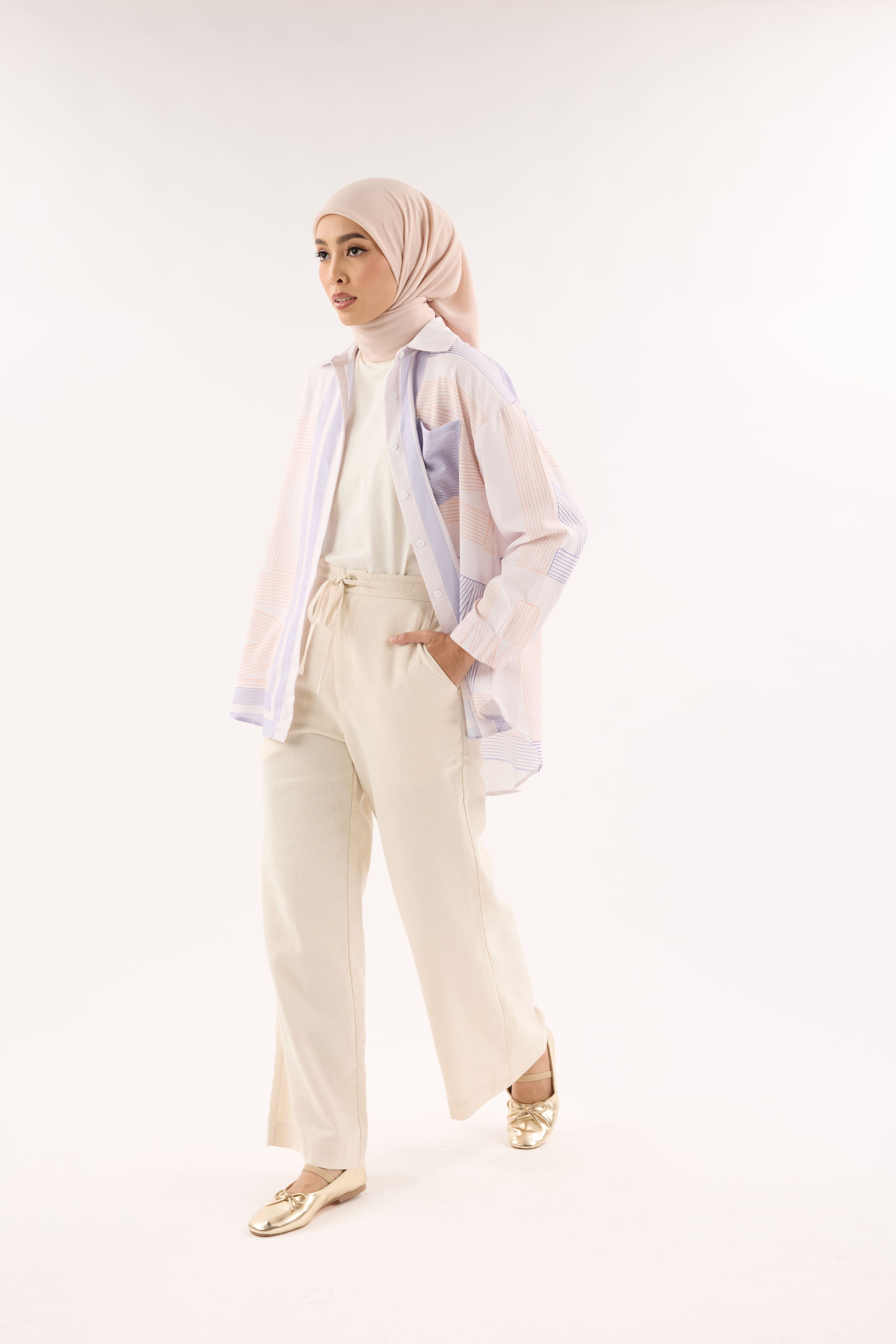 Avery Blue-Lemon Printed Oversized Shirt