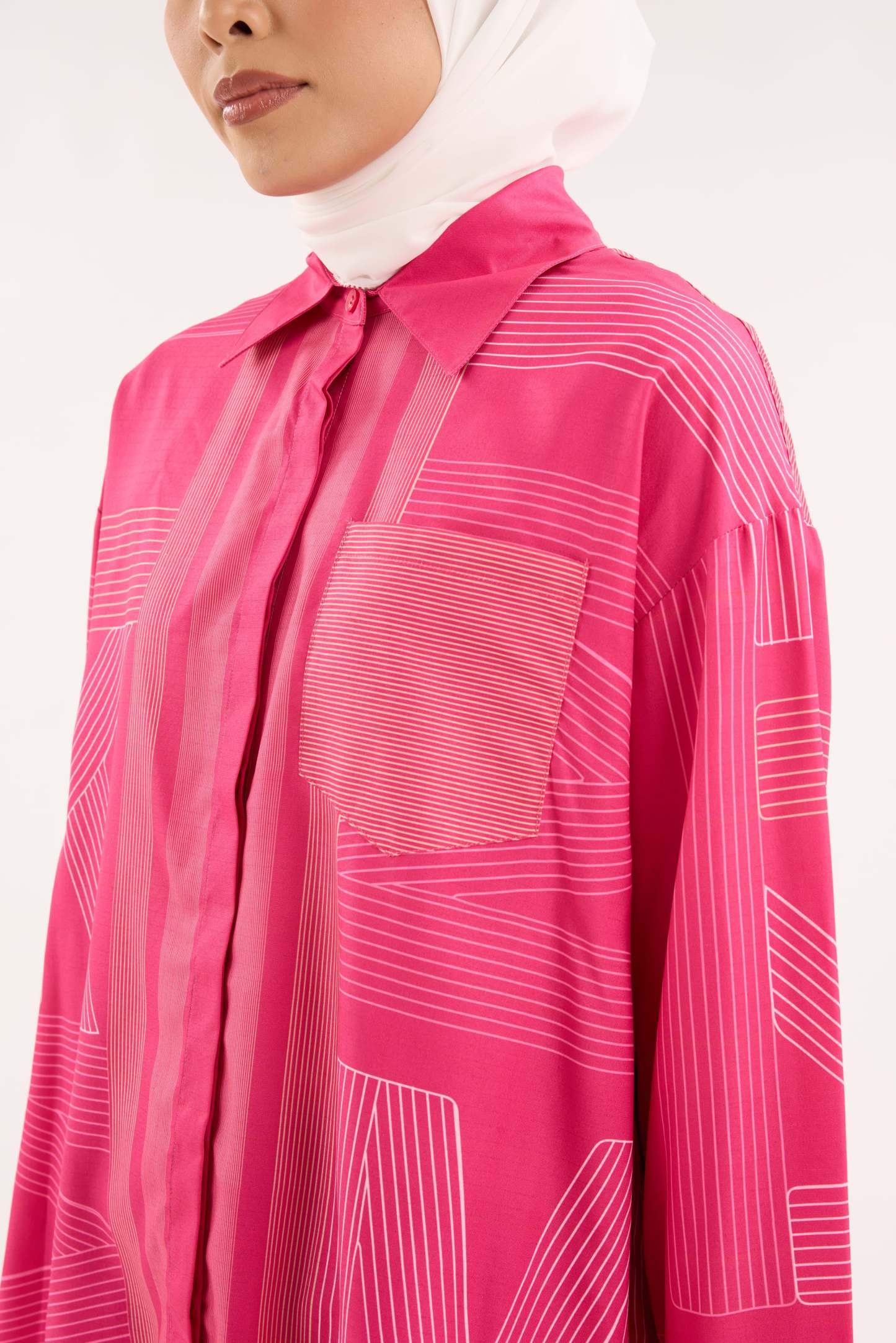 Avery Magenta Printed Oversized Shirt
