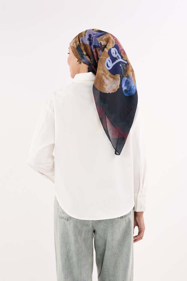 Fruity Ebony Black Square Scarf