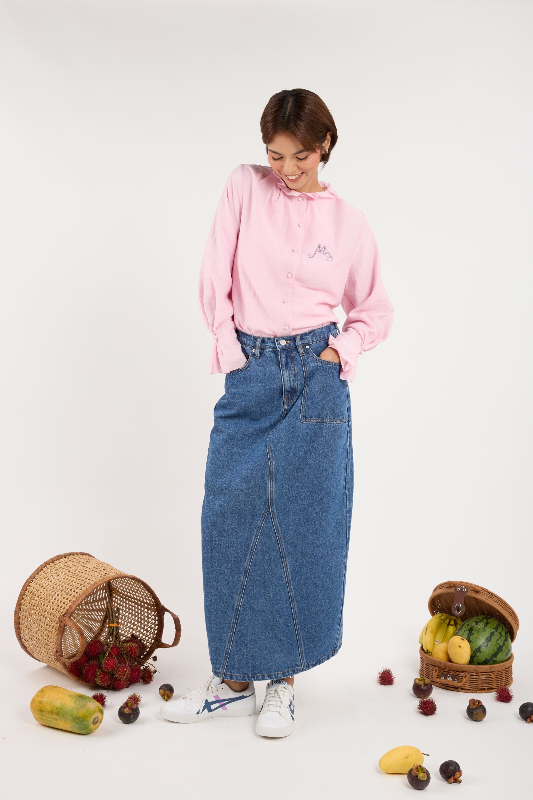 Manggis Soft Pink High Neck Top