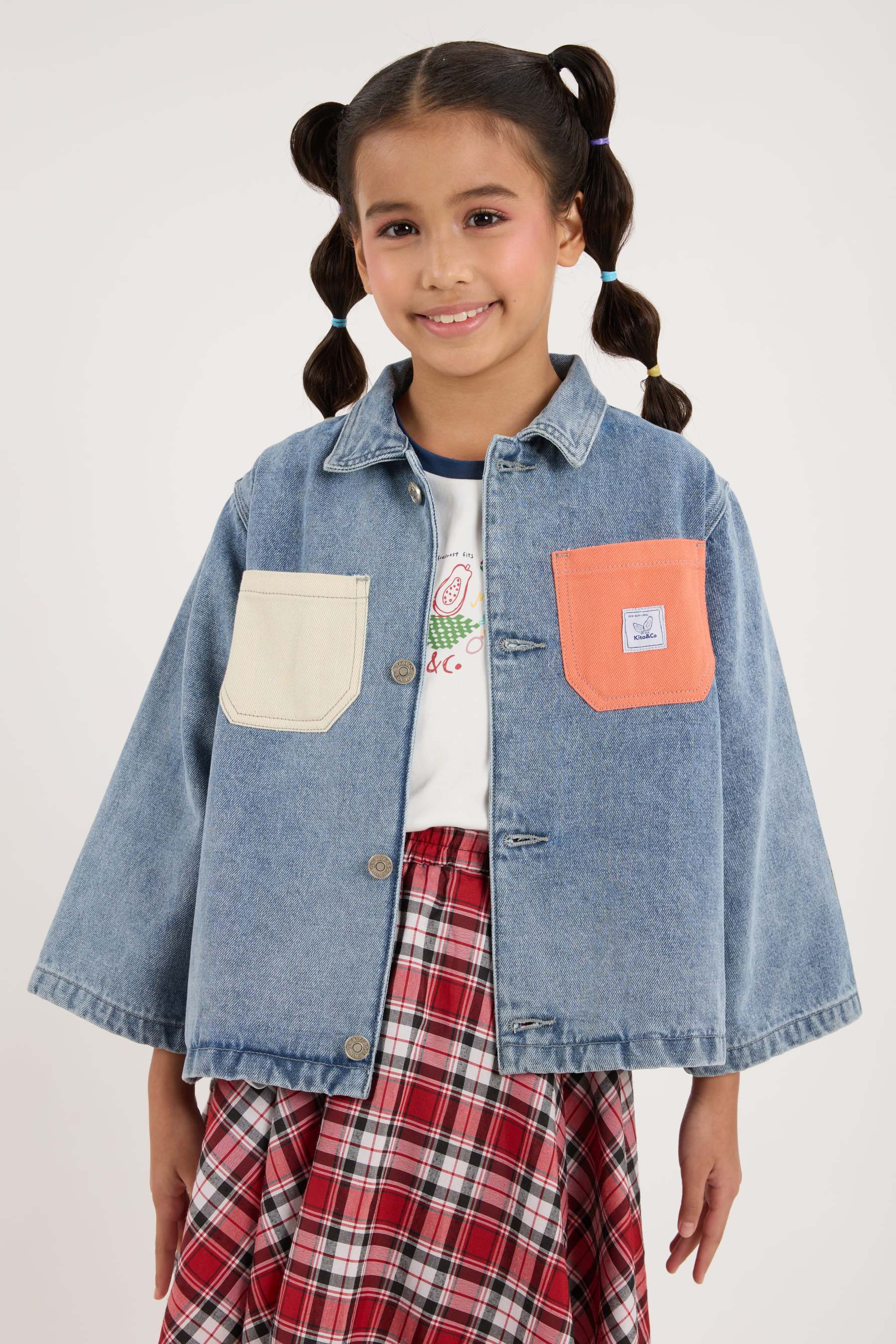 Acid Wash Blue Mini Oversized Denim Shirt - Kids
