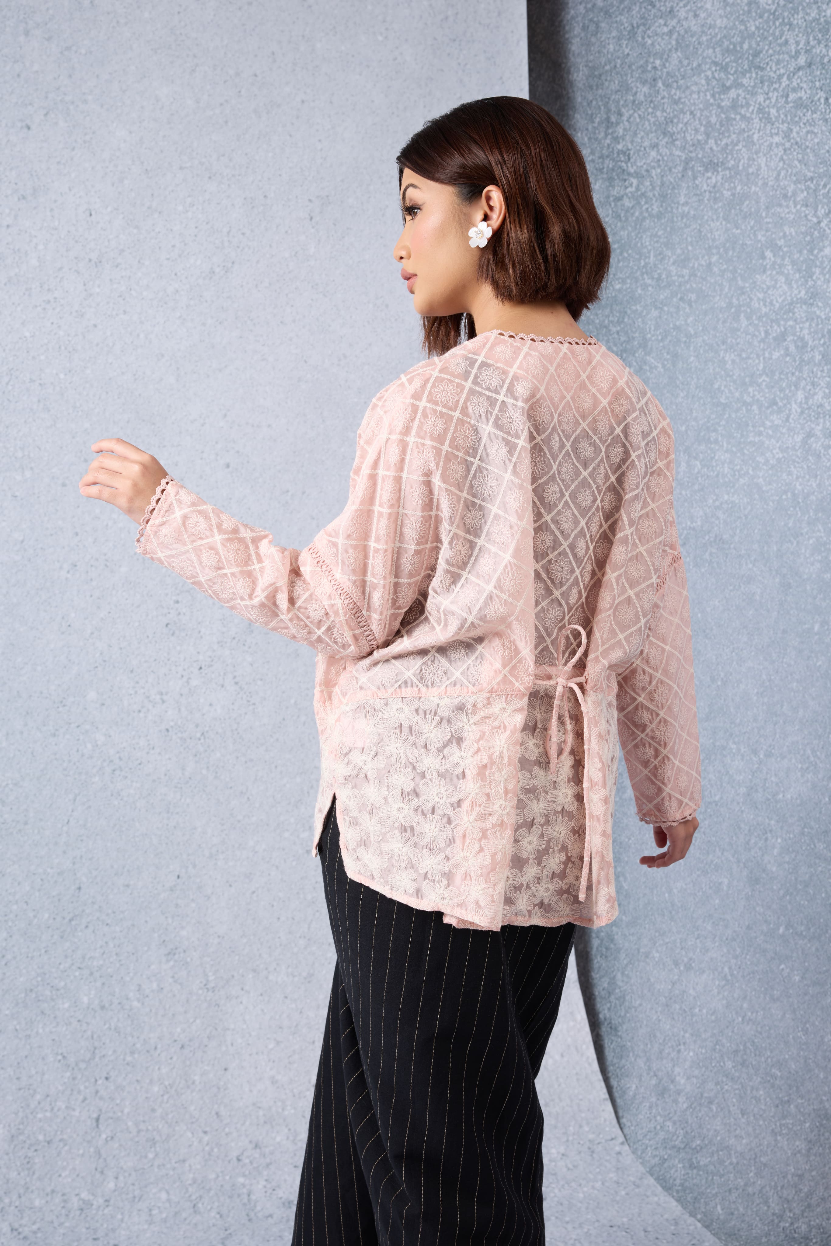 Harum Dusty Pink Boxy Lace Top