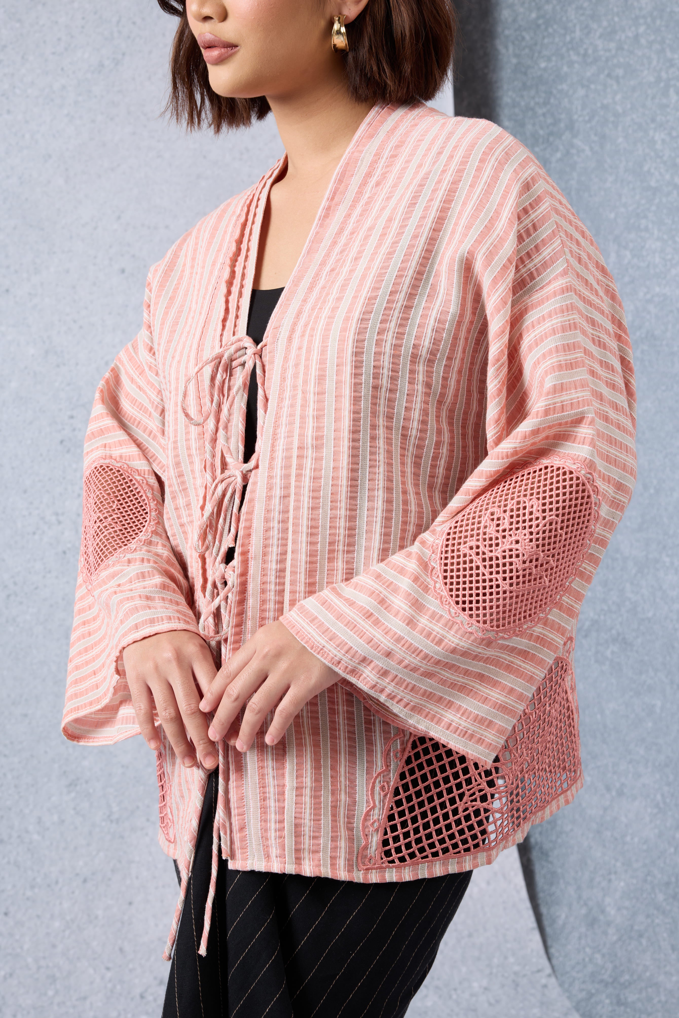 Cantum Salmon Pink Coquette Batwing Top