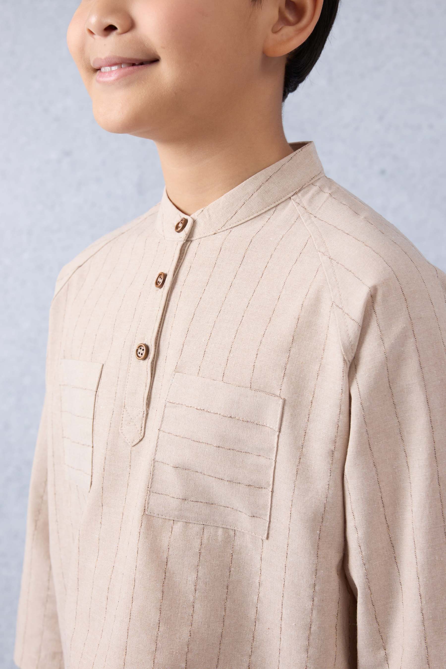 Jiwa Warm Nude Mini Striped Kurta