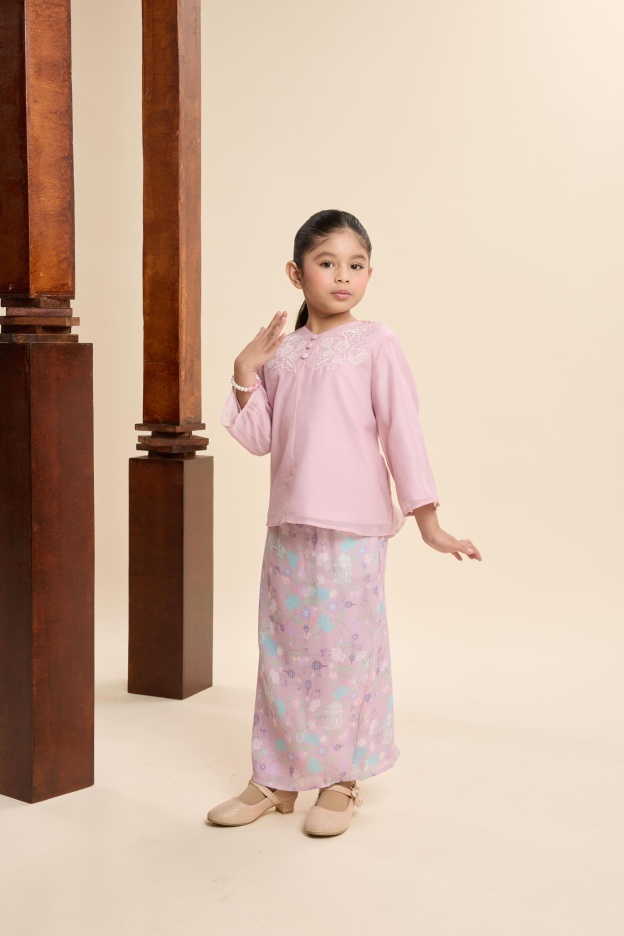 Maya Mauve Pink Mini Embroidered Kurung Set