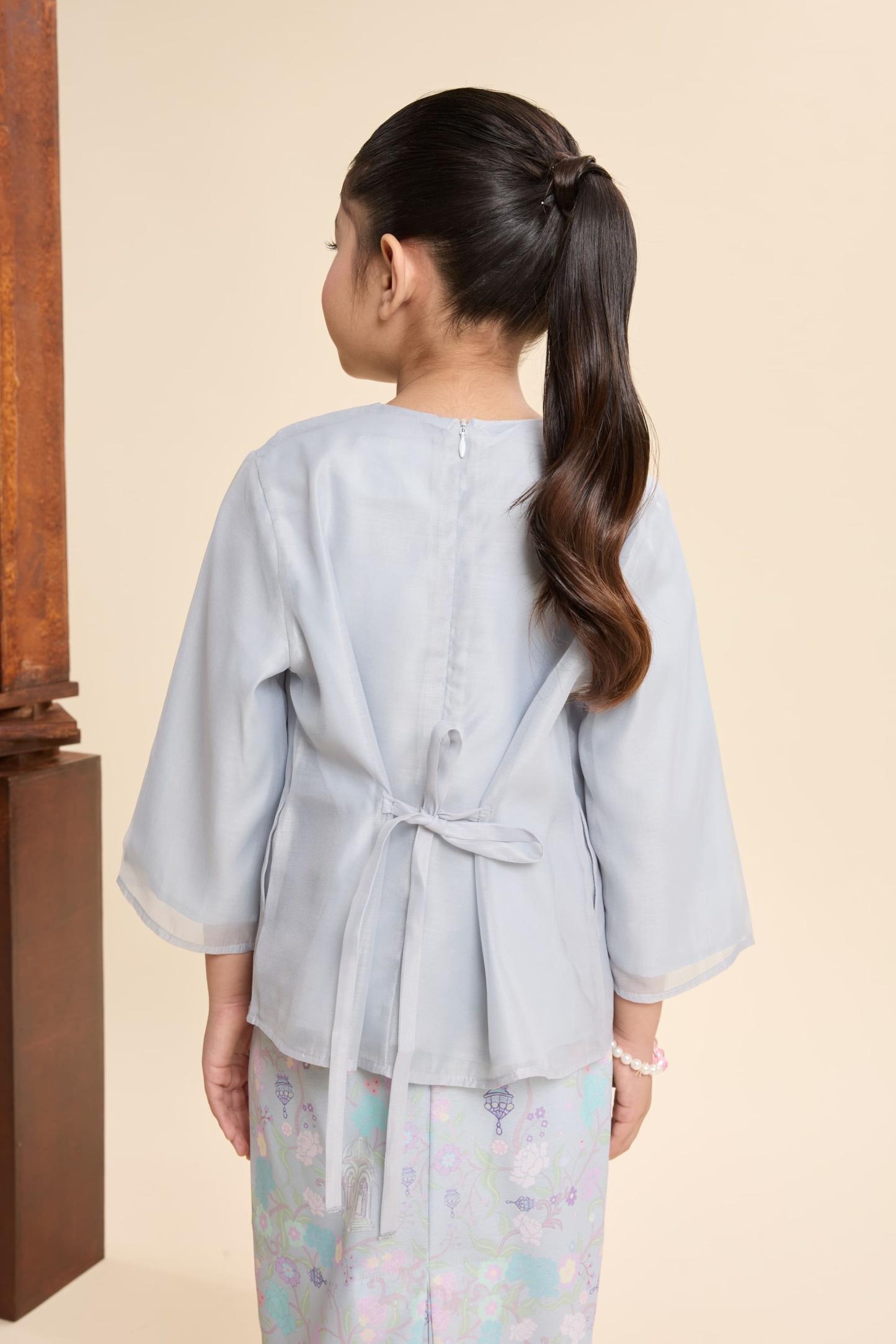 Maya Powder Blue Mini Embroidered Kurung Set