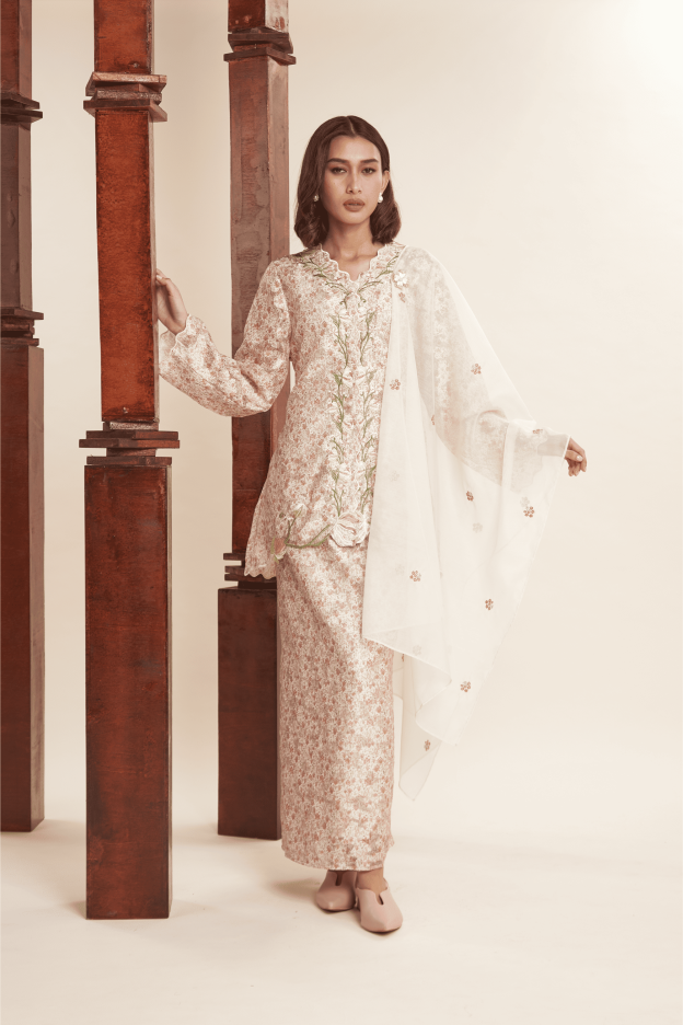 Kaiya Sand Beige Embroidered Kebaya Set