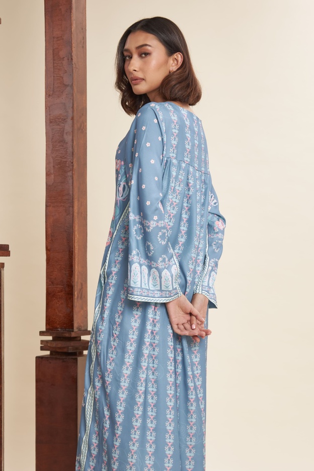 Yaris Silver Blue Long Dress
