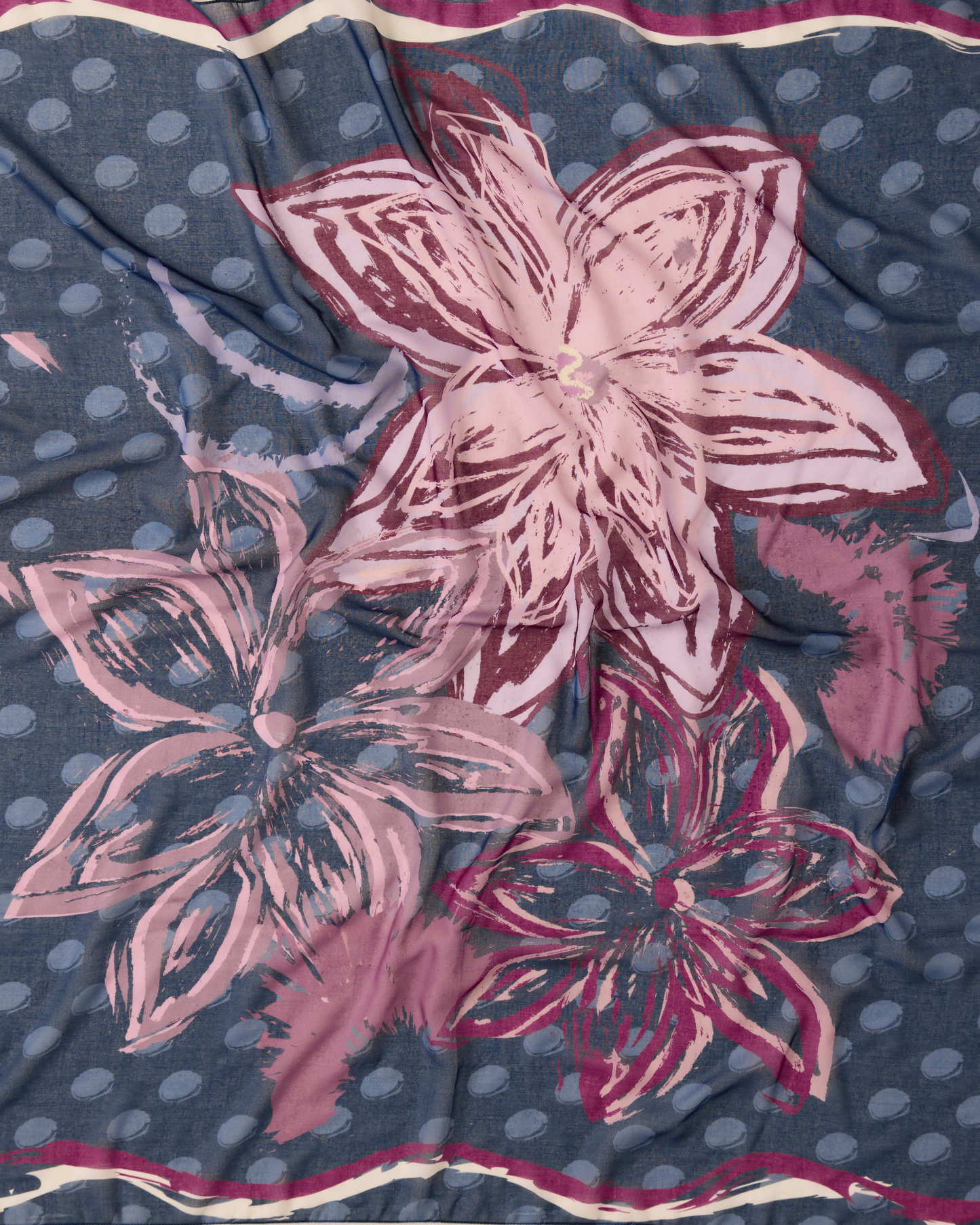 Cassia Navy Square Voile Scarf