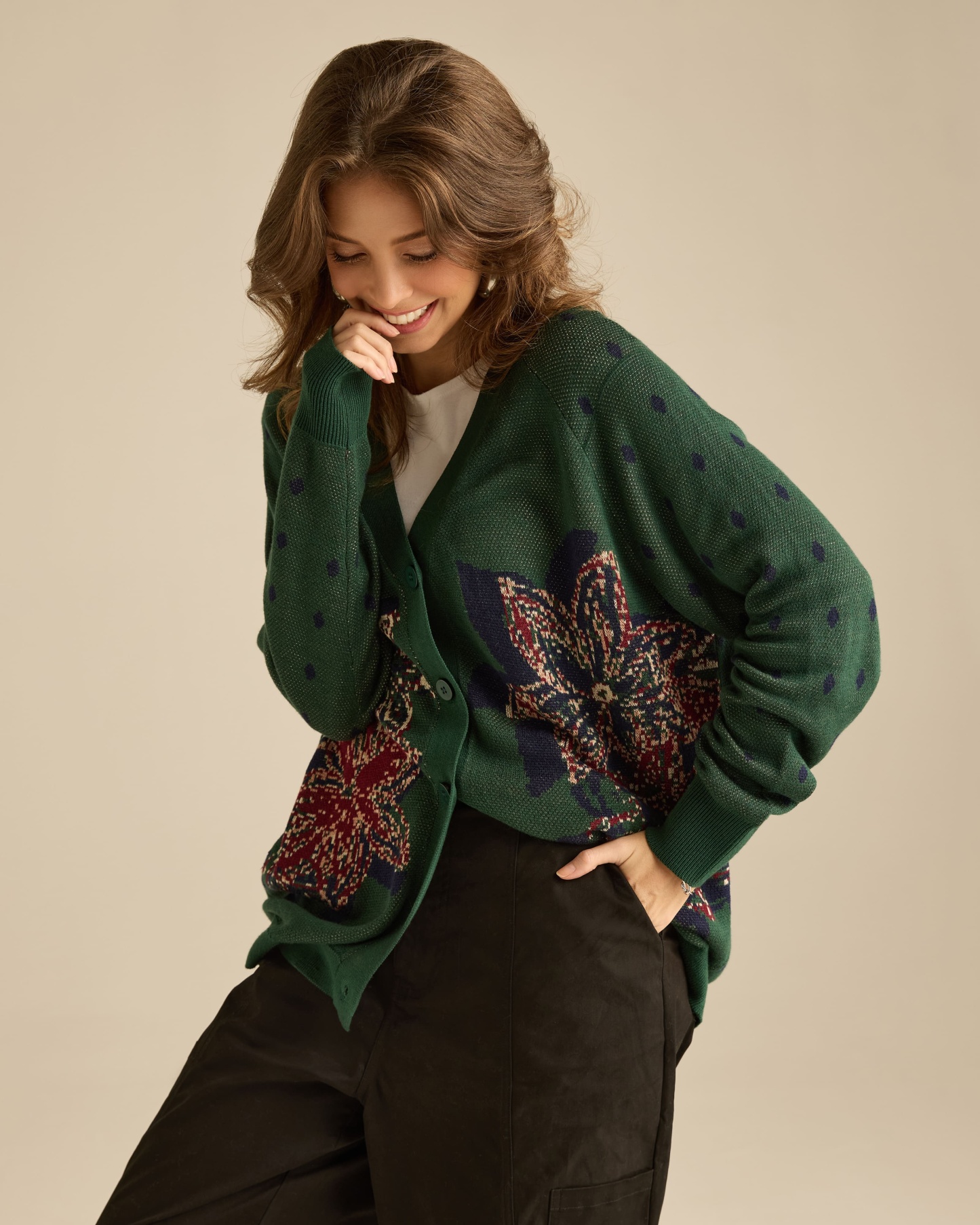 Amora Emerald Knitted Wool Cardigan