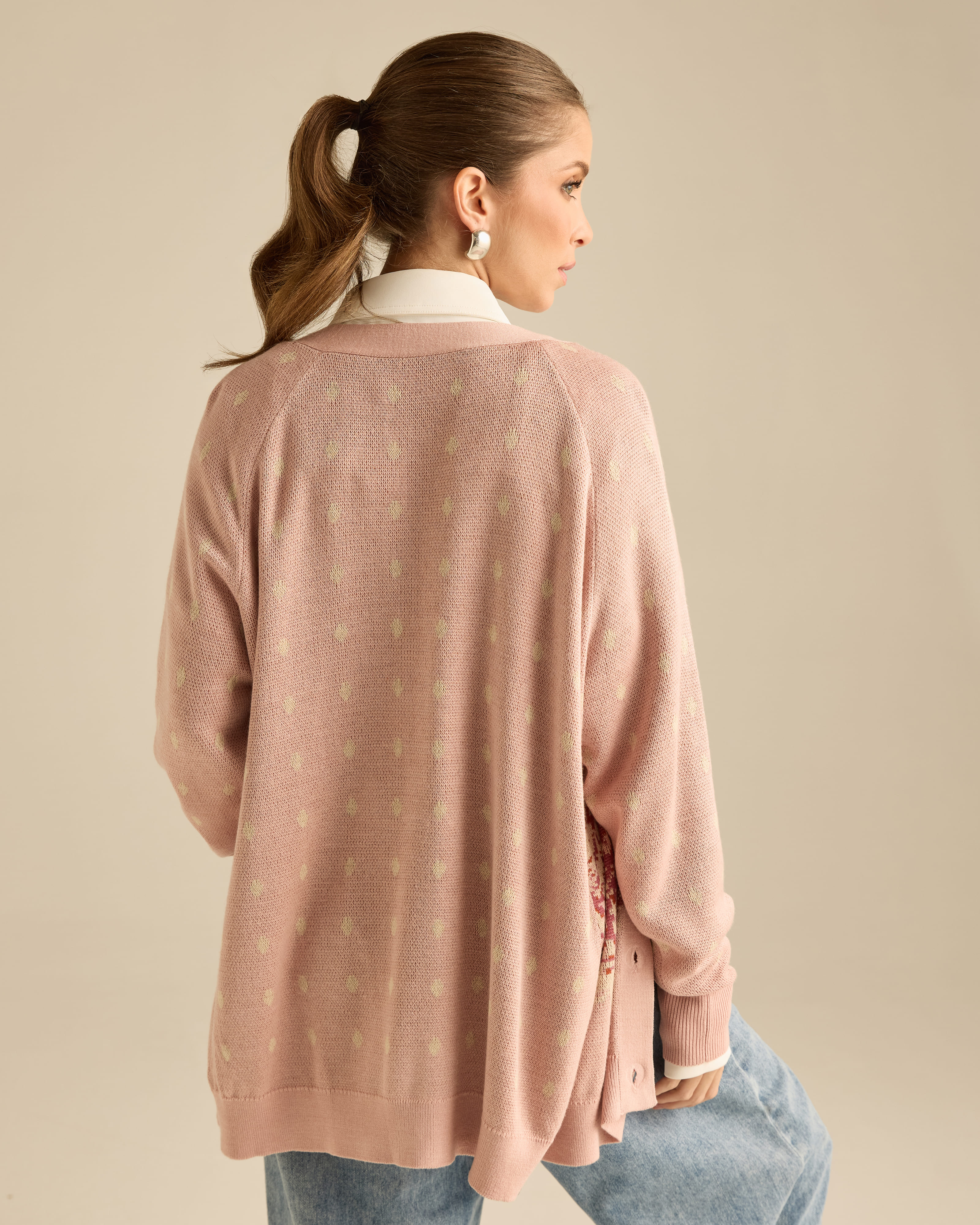 Amora Soft Pink Knitted Wool Cardigan