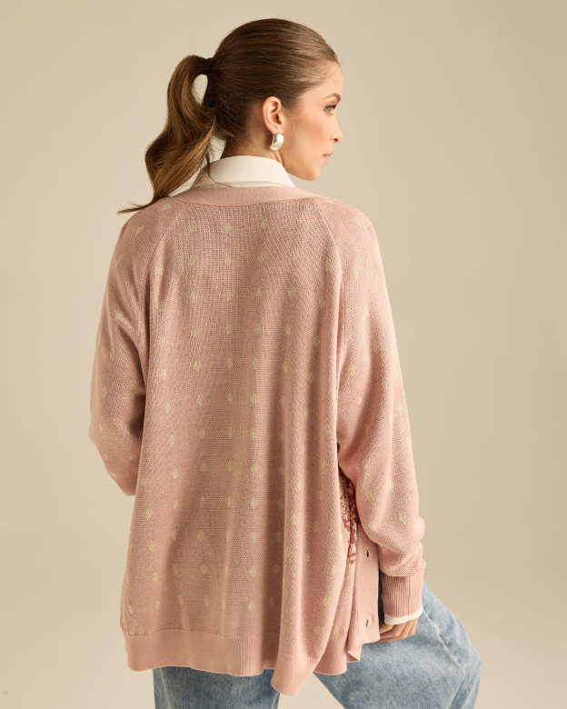 Amora Soft Pink Knitted Wool Cardigan