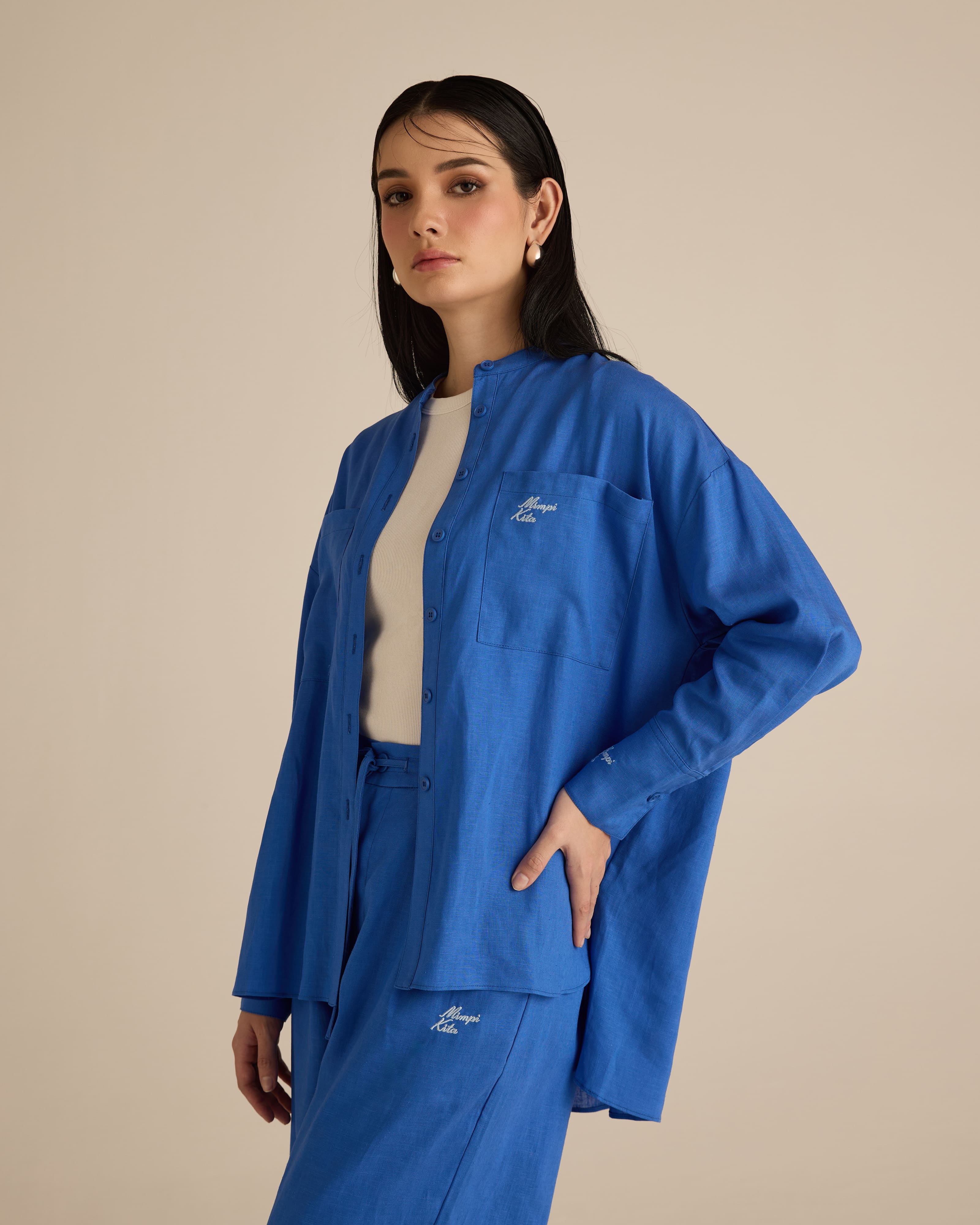Mila Sonic Blue Linen Shirt
