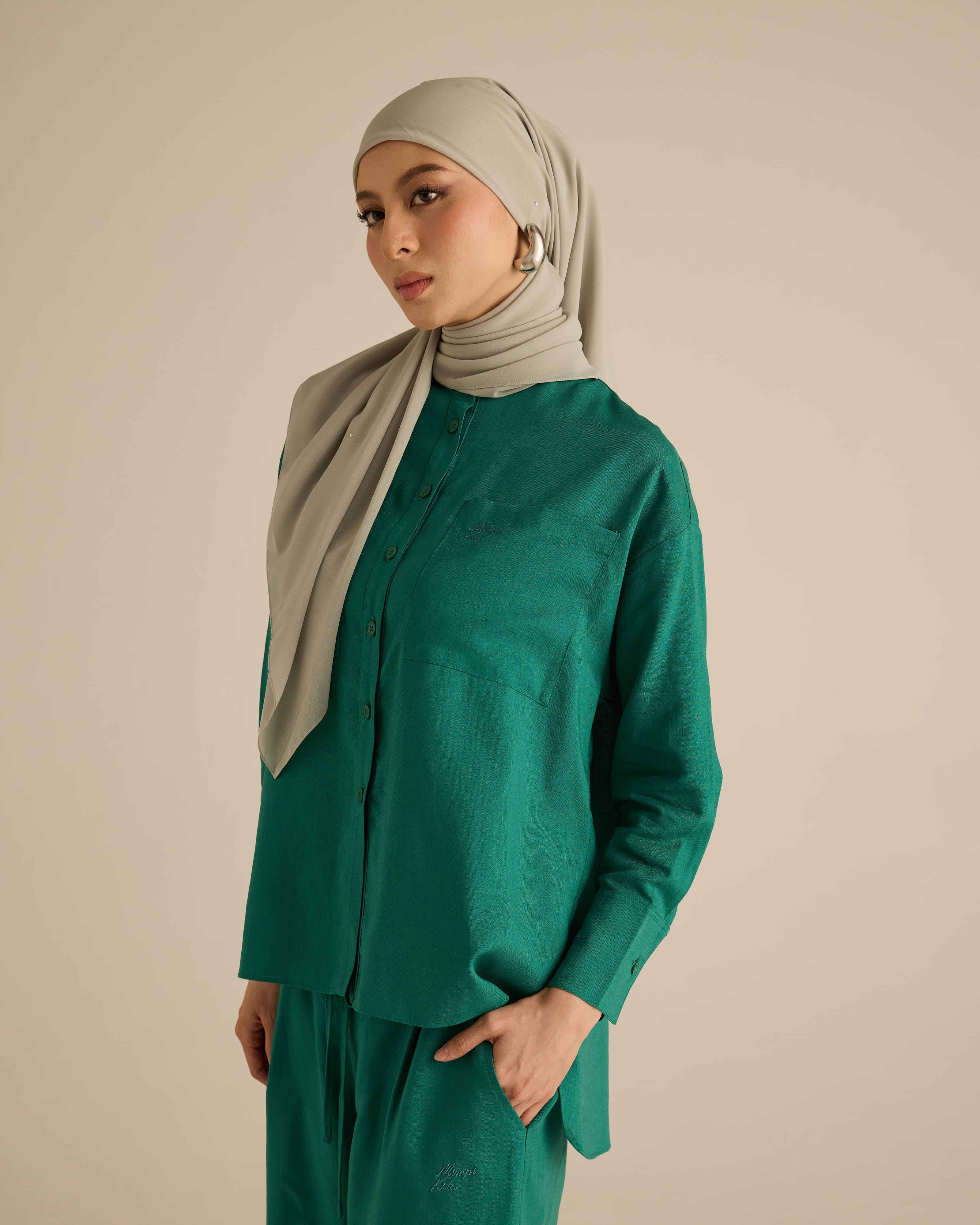 Mila Evergreen Linen Shirt