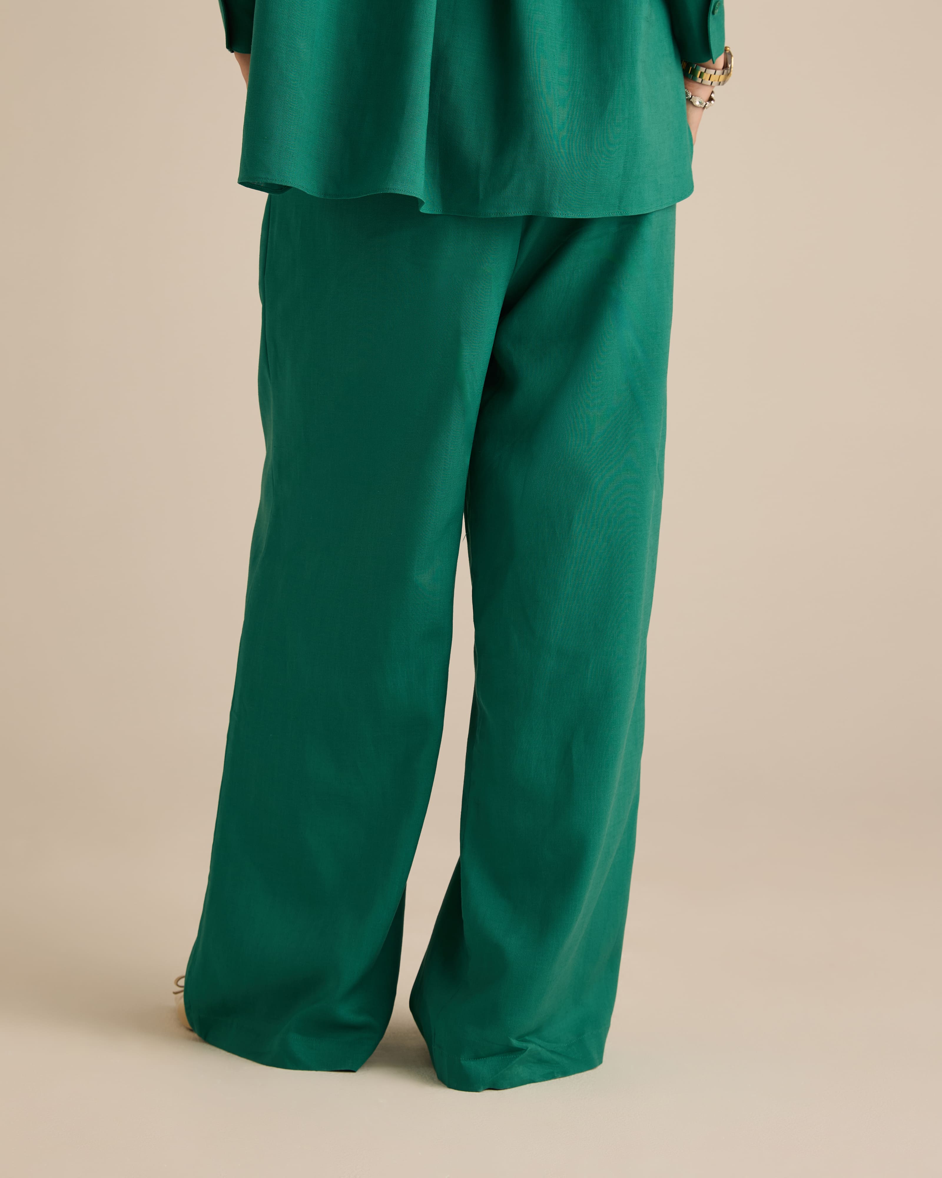 Mila Evergreen Linen Pants