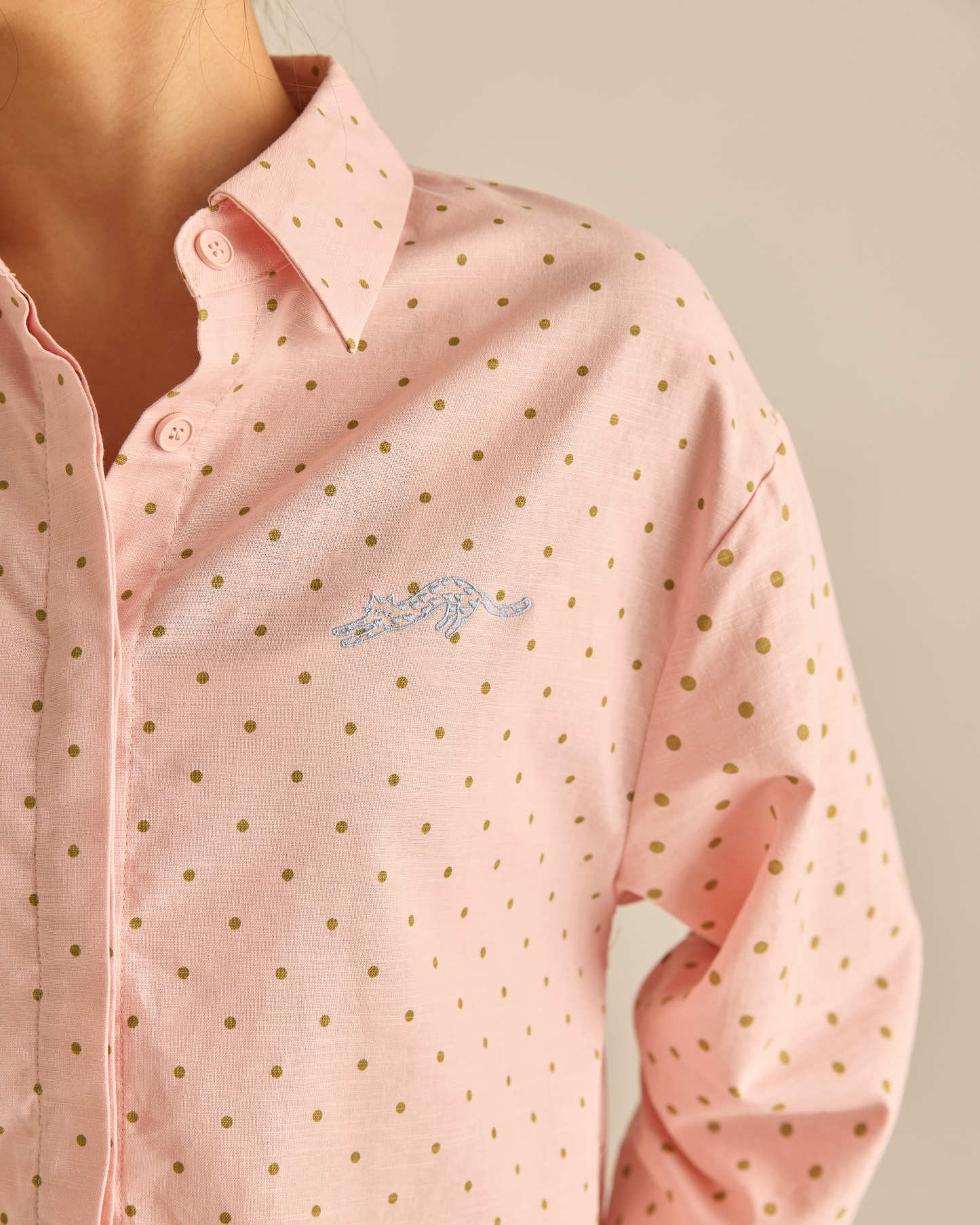 Kittie Dusty Pink Polka Dot Shirt
