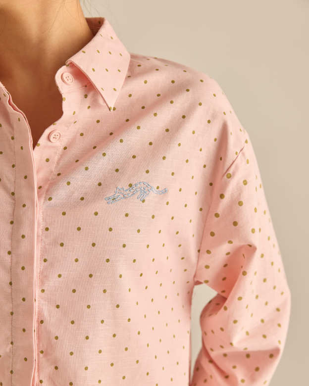 Kittie Dusty Pink Polka Dot Shirt