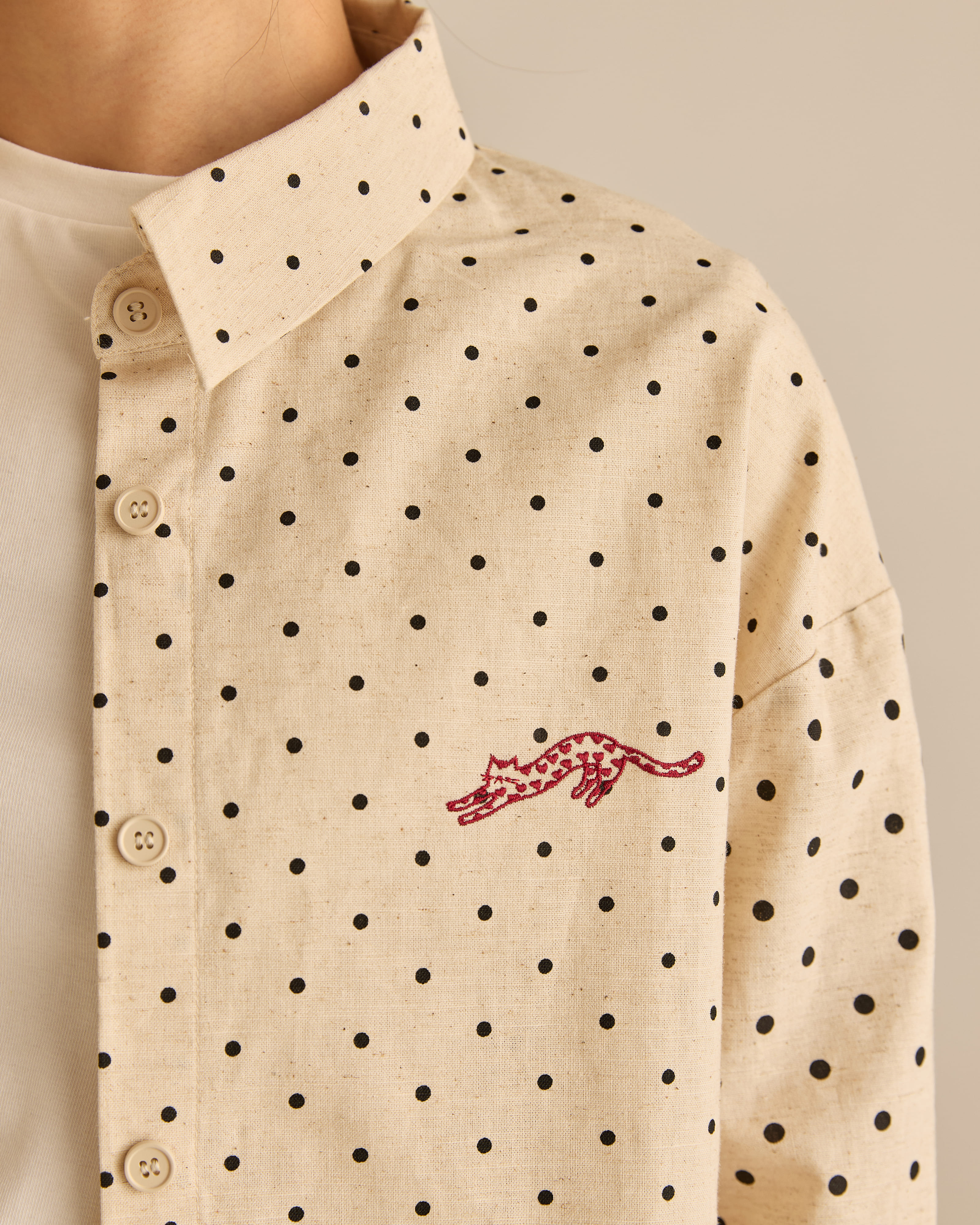Kittie Khaki Polka Dot Shirt